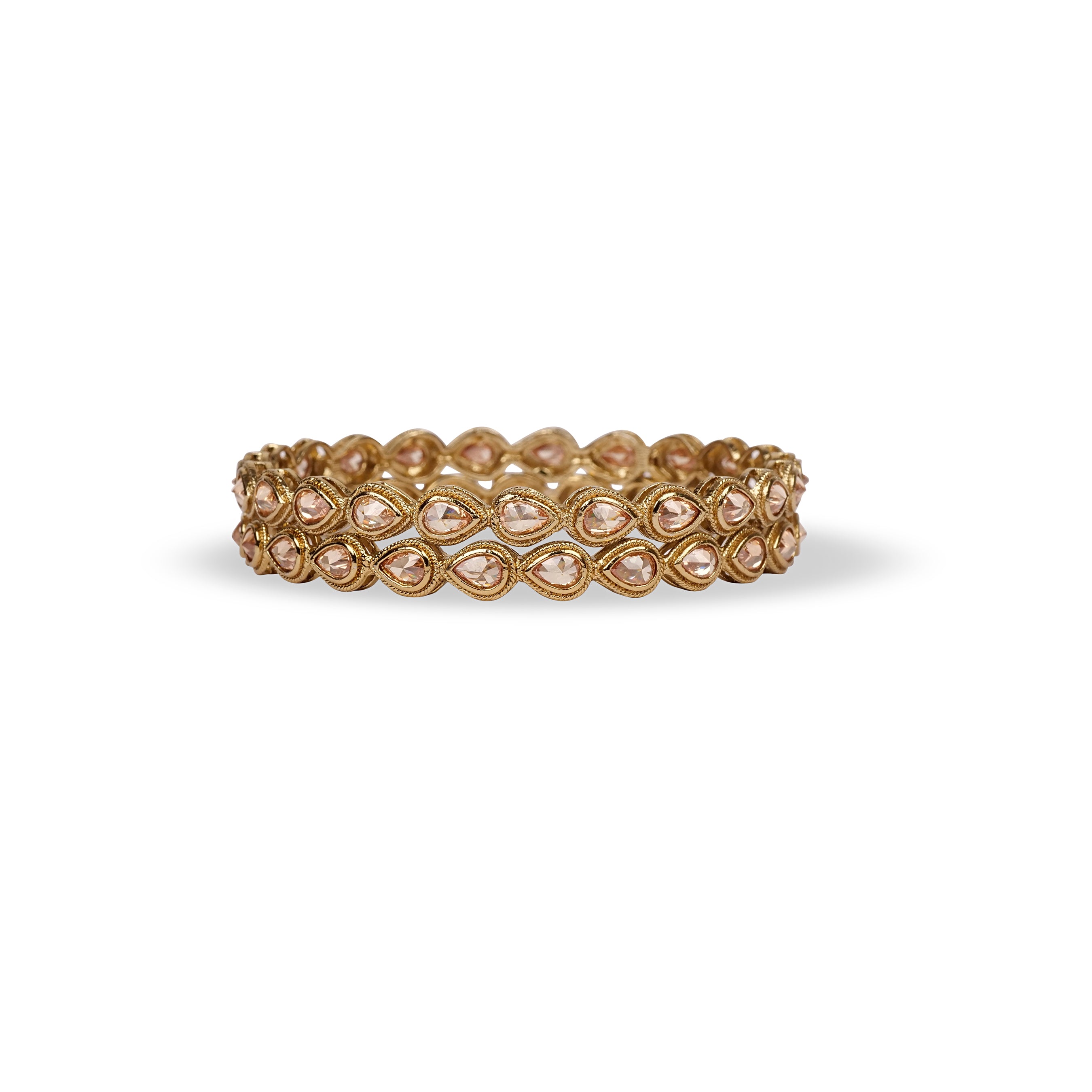 Set of 2 Teardrop Bangles in Antique Gold