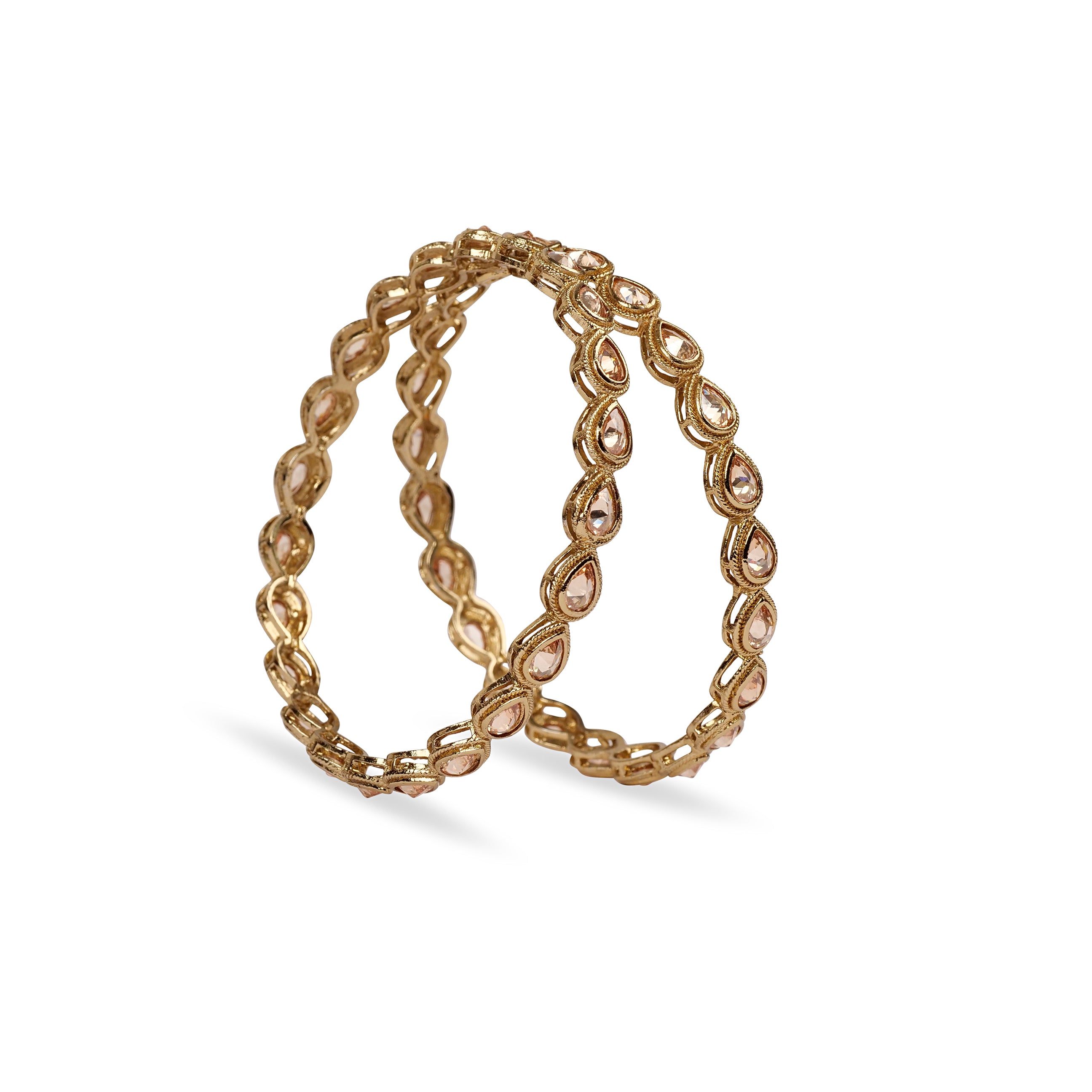 Set of 2 Teardrop Bangles in Antique Gold