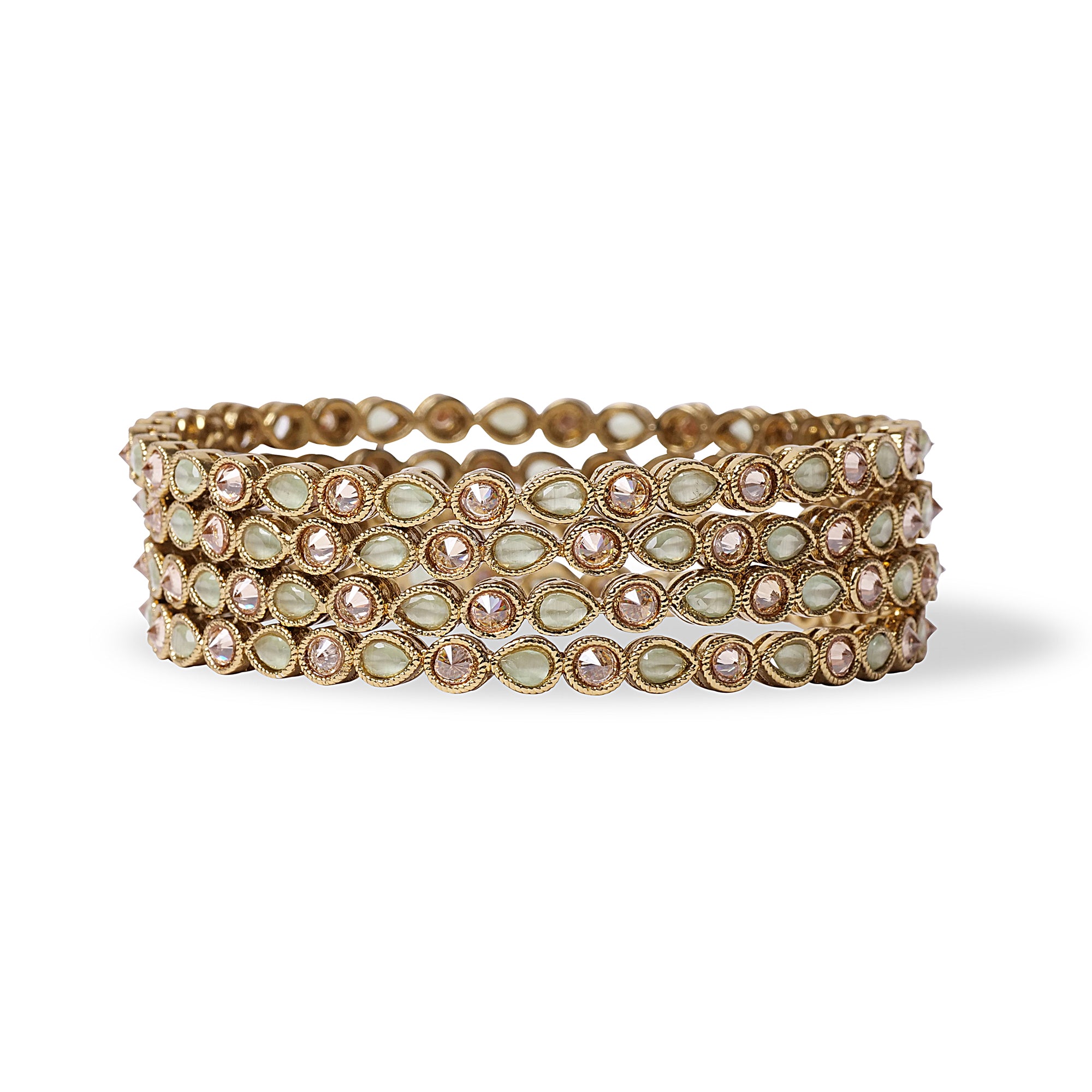Ariana Bangles in Mint and Antique Gold