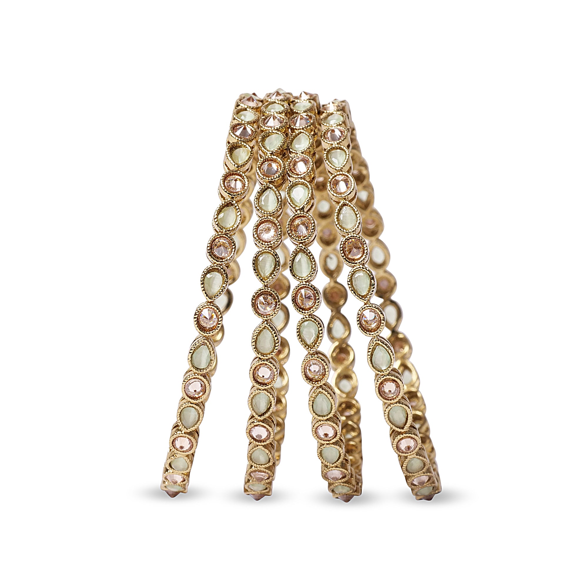 Ariana Bangles in Mint and Antique Gold