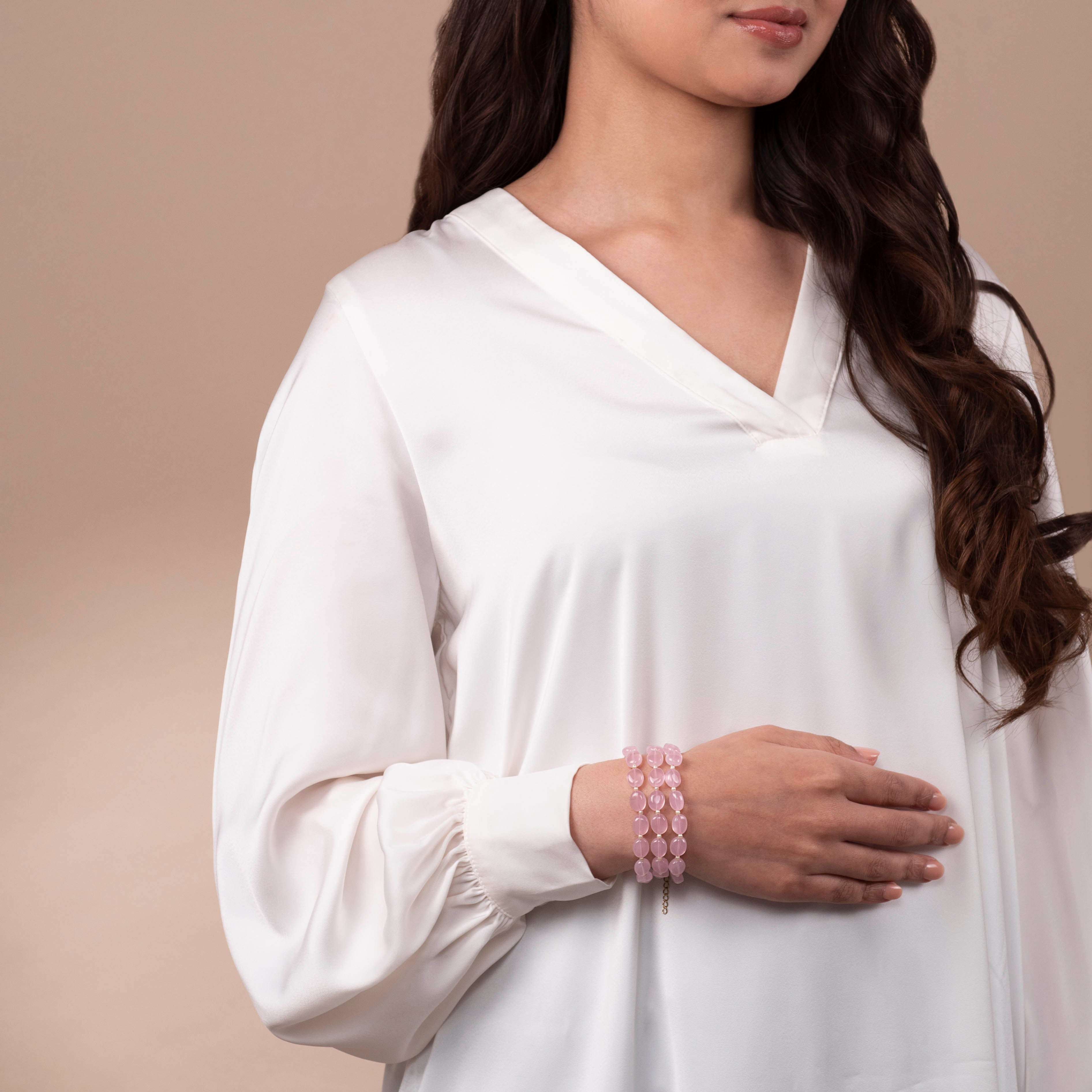 Sofiya Bead Bracelet in Light Pink