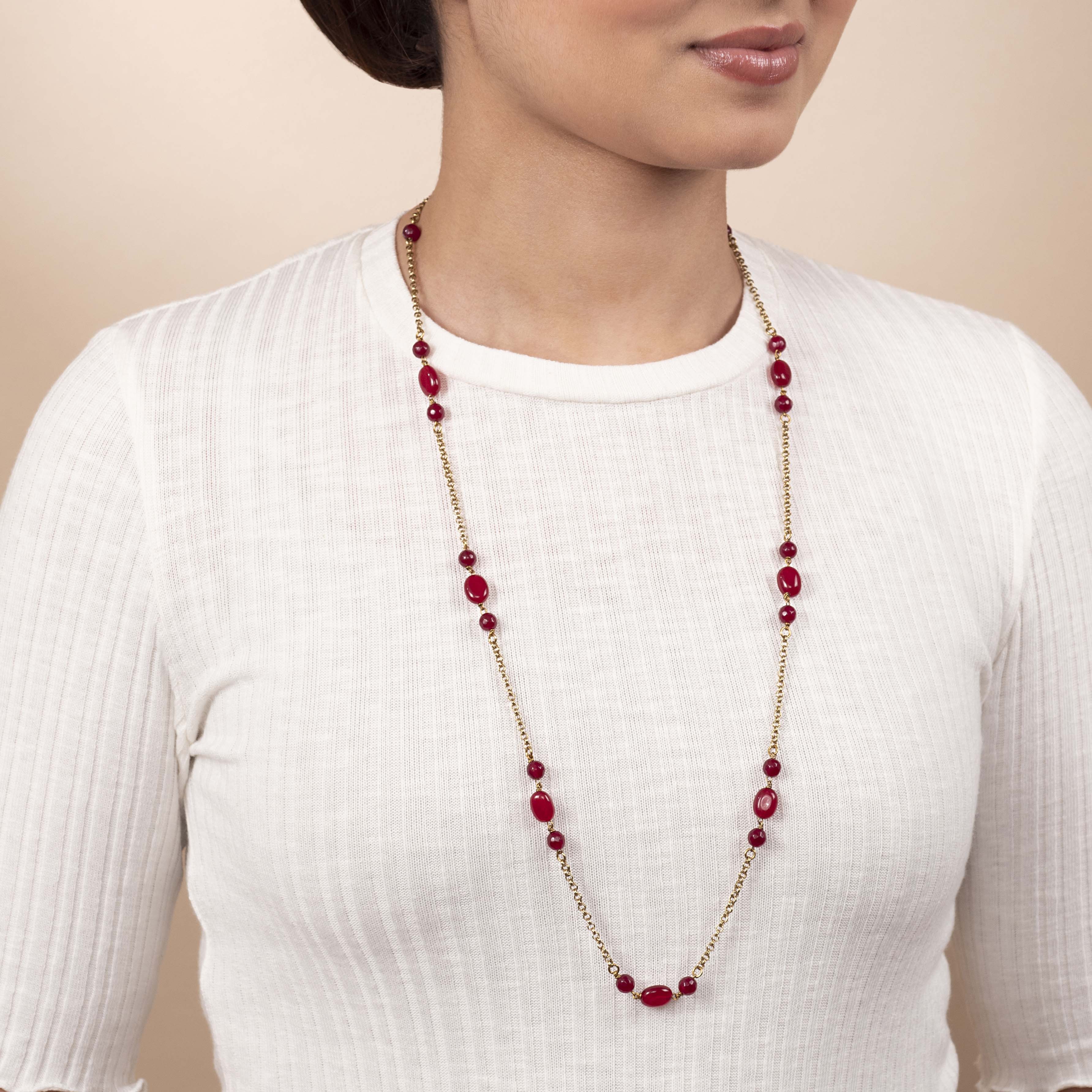Avery Long Chain in Maroon
