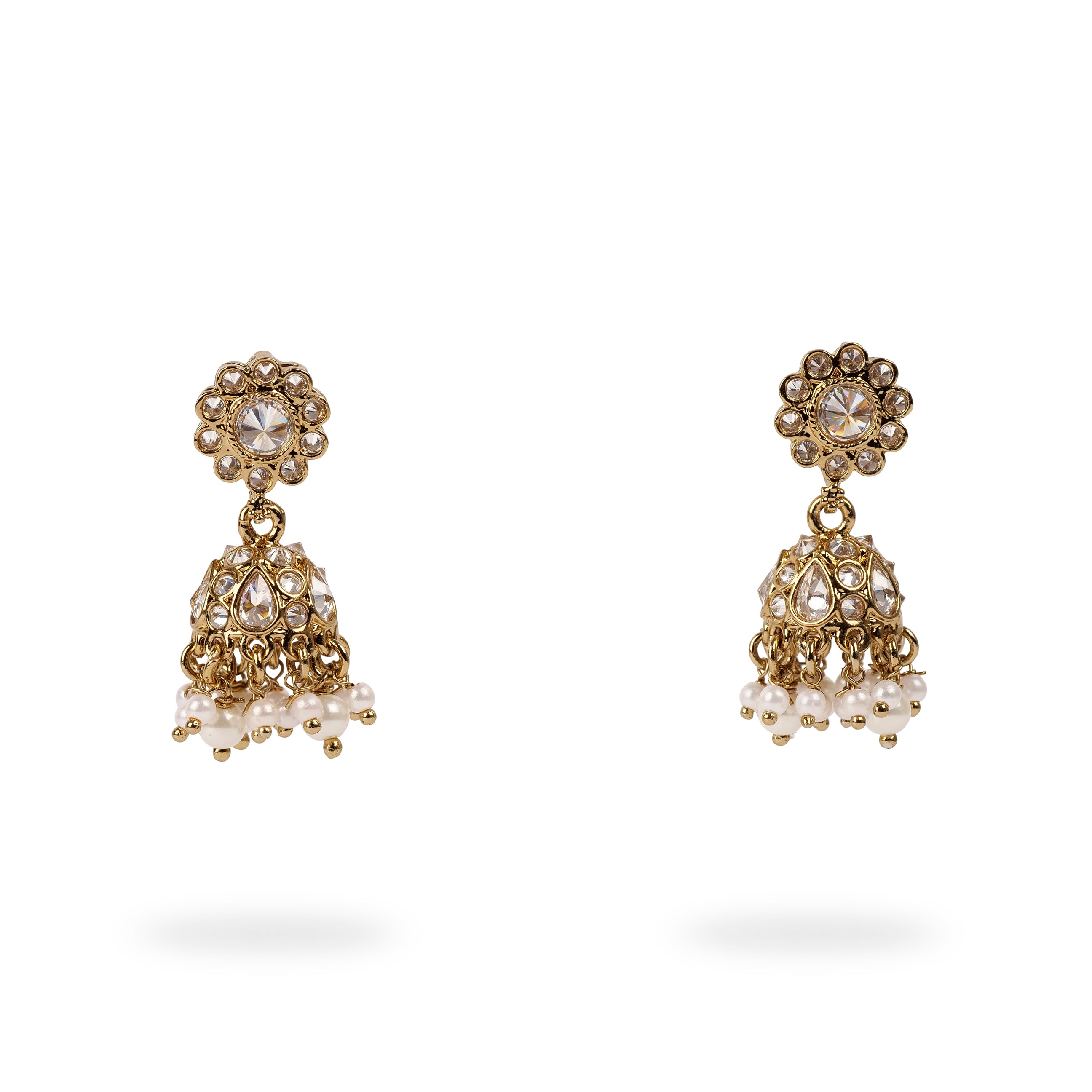Small Daisy Jhumka Earrings in Antique Gold