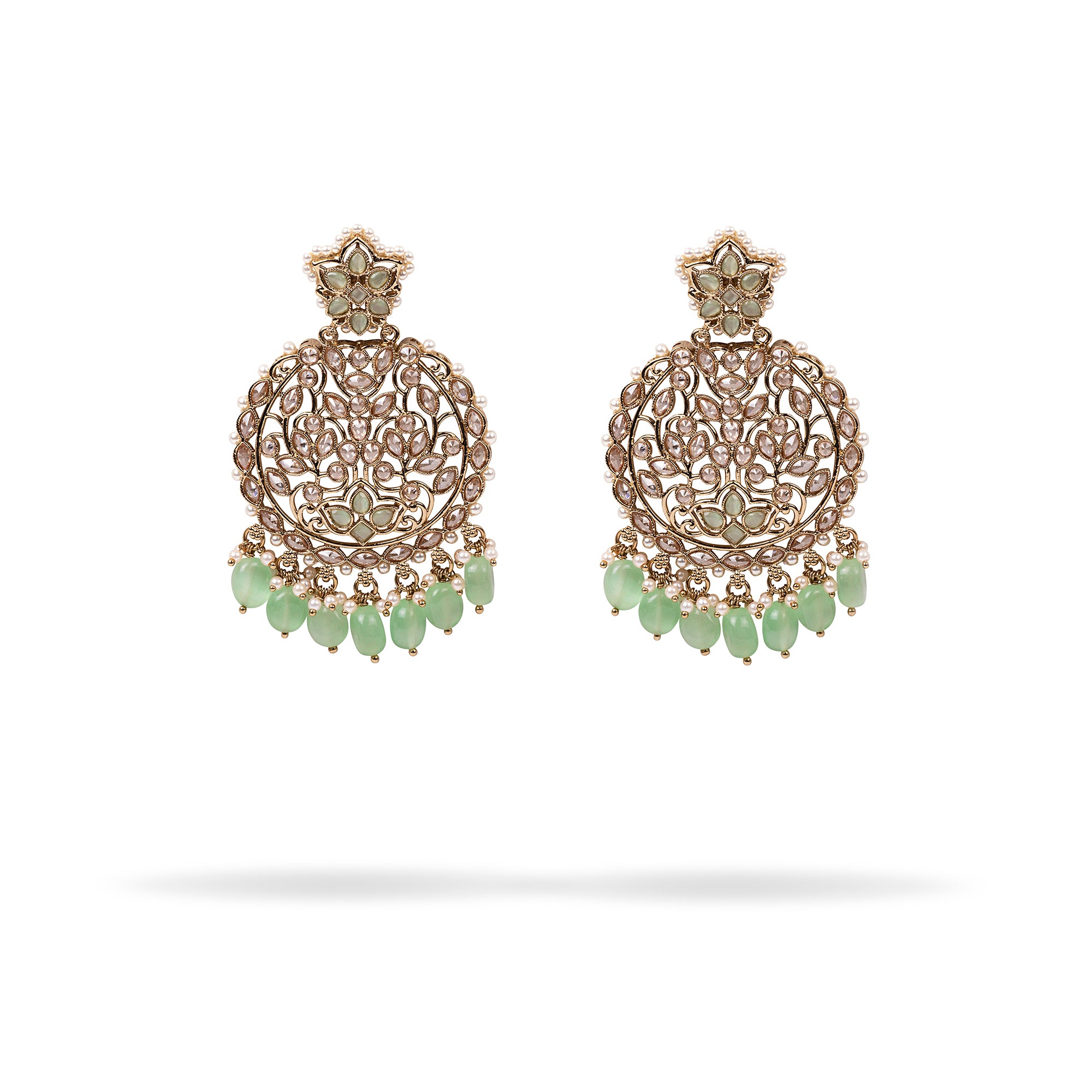 Eesha Vintage Floral Earrings in Mint