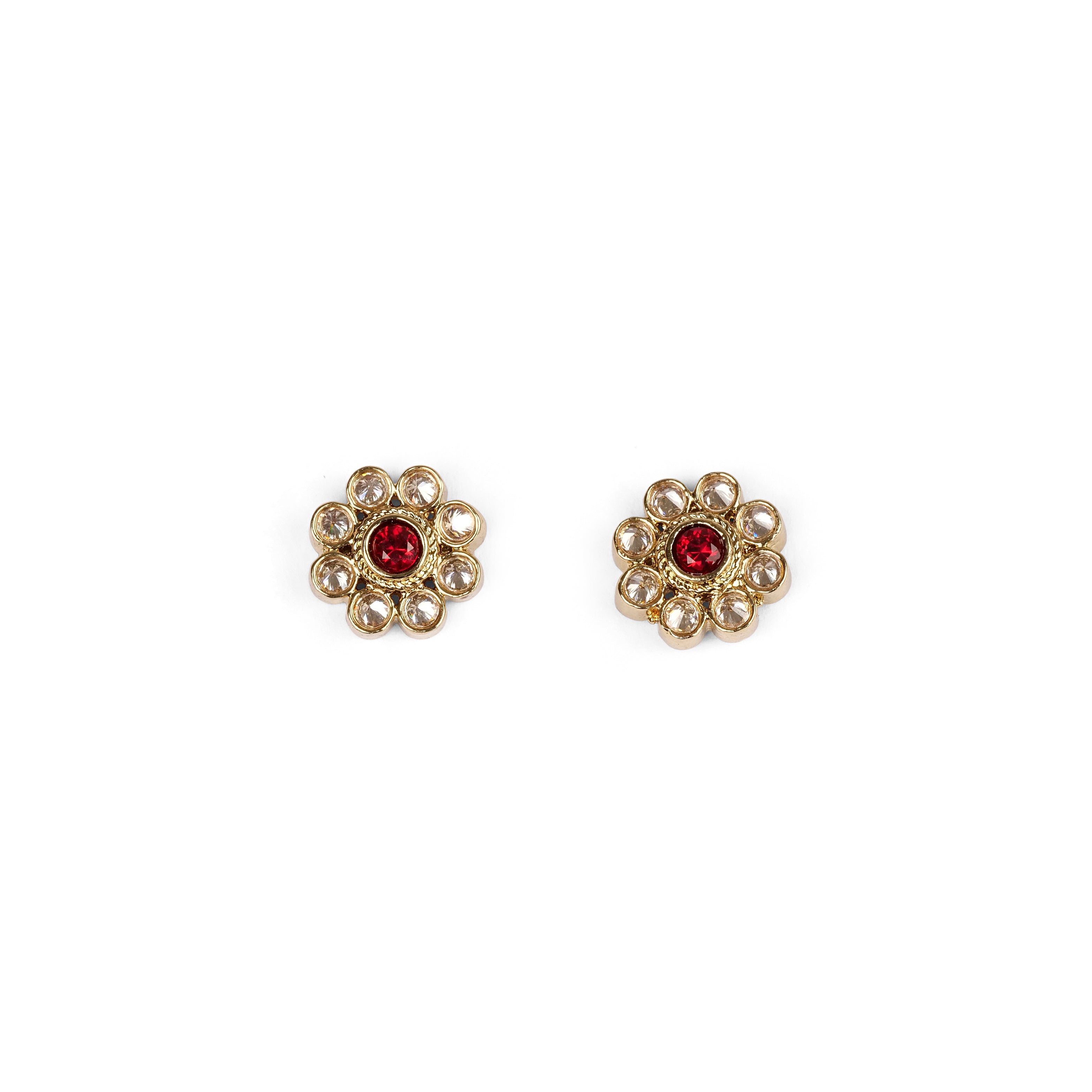 Frida Floral Earstuds in Maroon