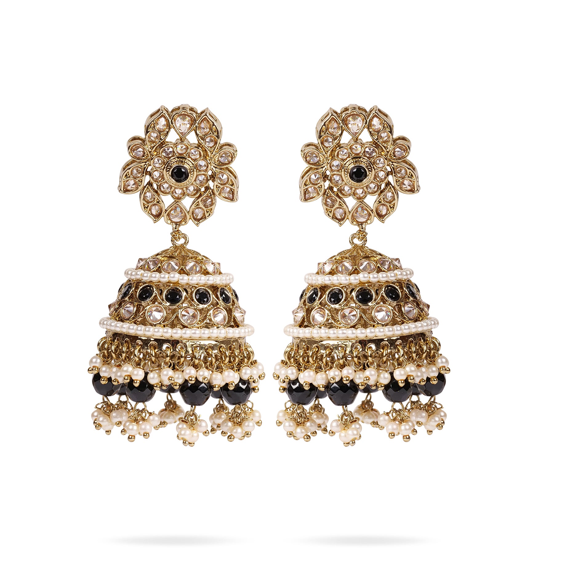 Sajani Jhumka Earrings in Pearl and Black