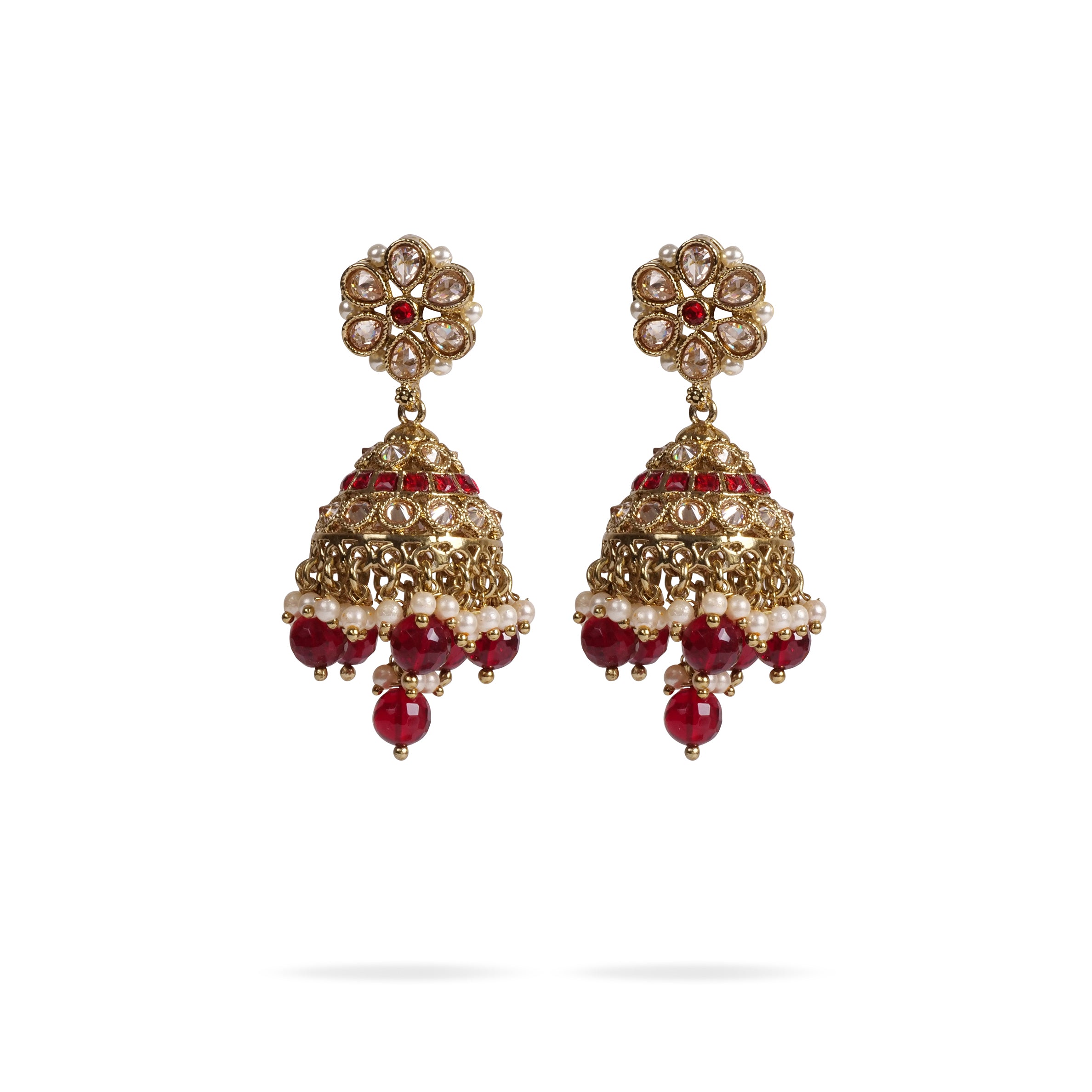 Jhansi Jhumka Earrings in Maroon