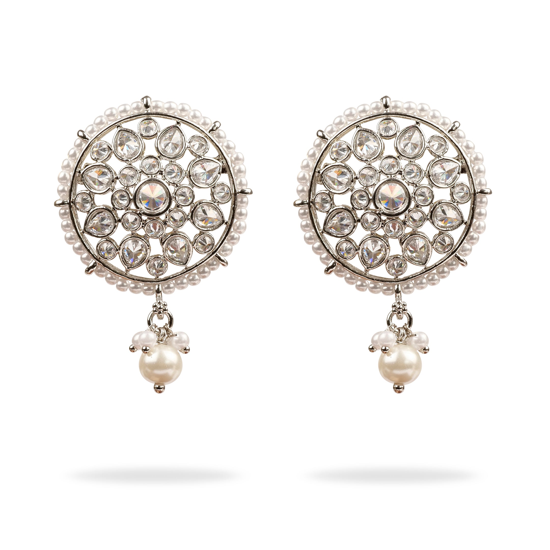 Pearl Statement Earrings in Rhodium