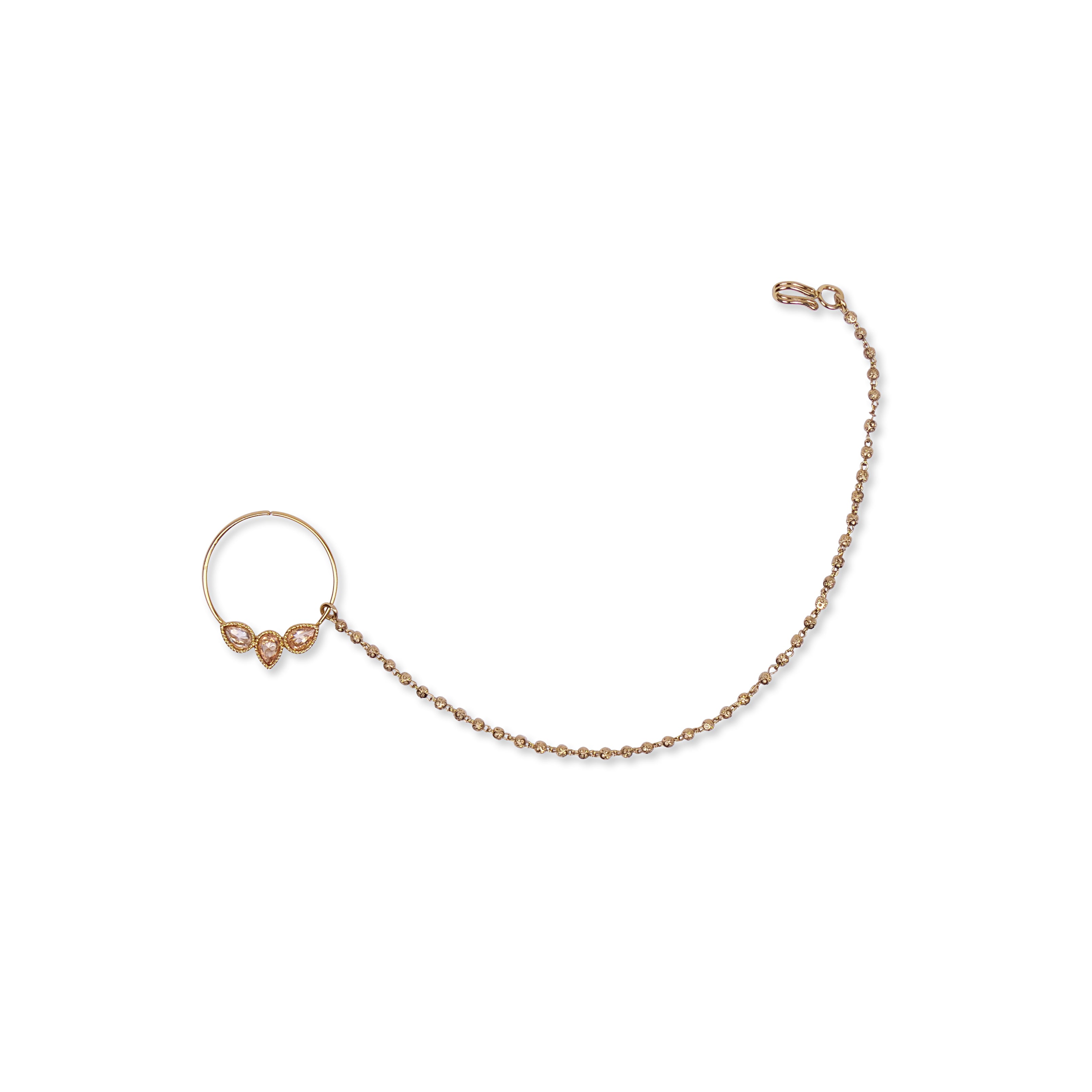 1" Three Teardrop Nose Ring In Antique Gold