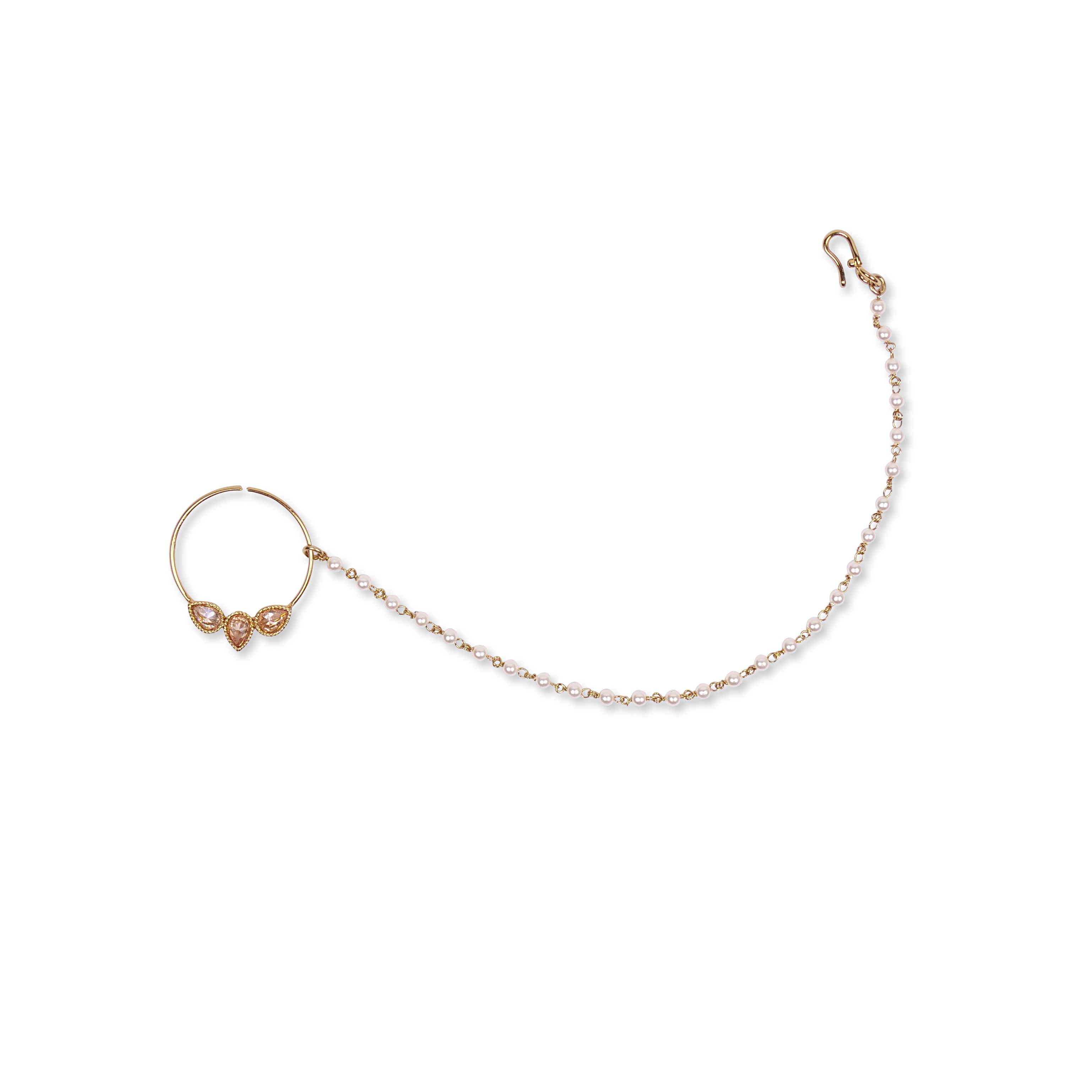 1" Three Teardrop Nose Ring In Antique Gold