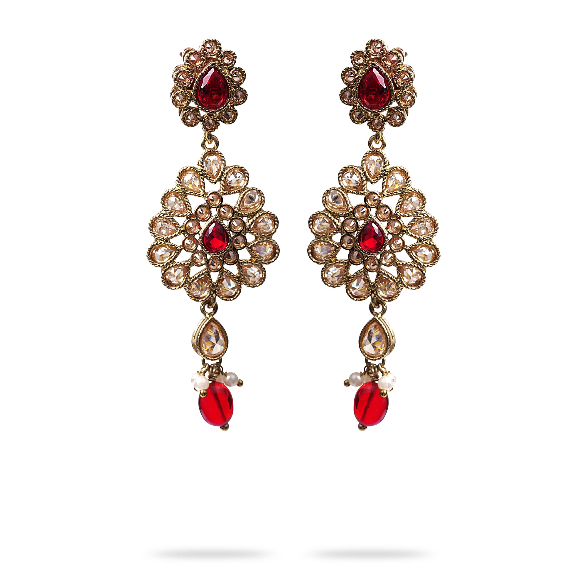 Maroon Cluster Necklace Set