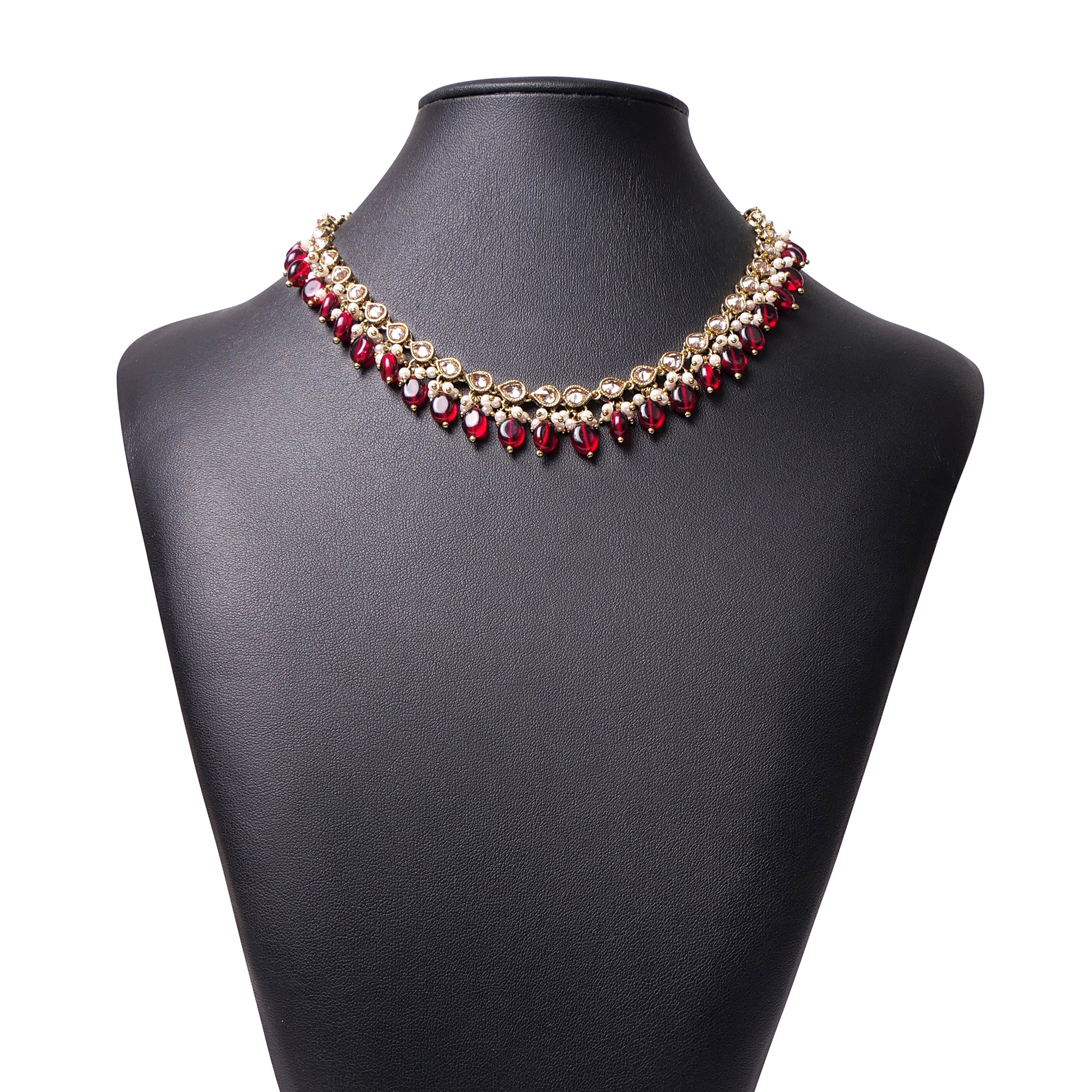Maroon Cluster Necklace Set