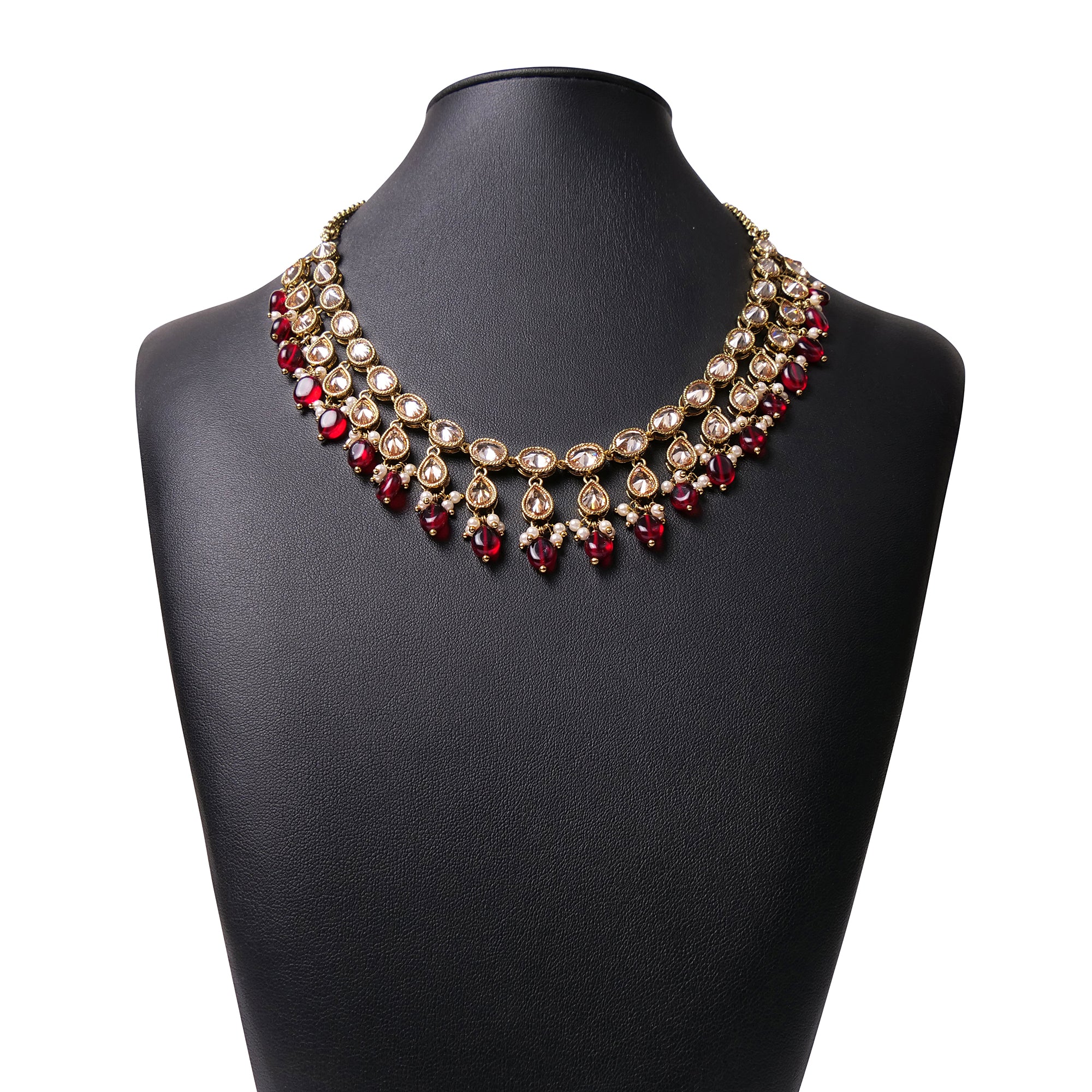 Nilima Necklace Set in Maroon