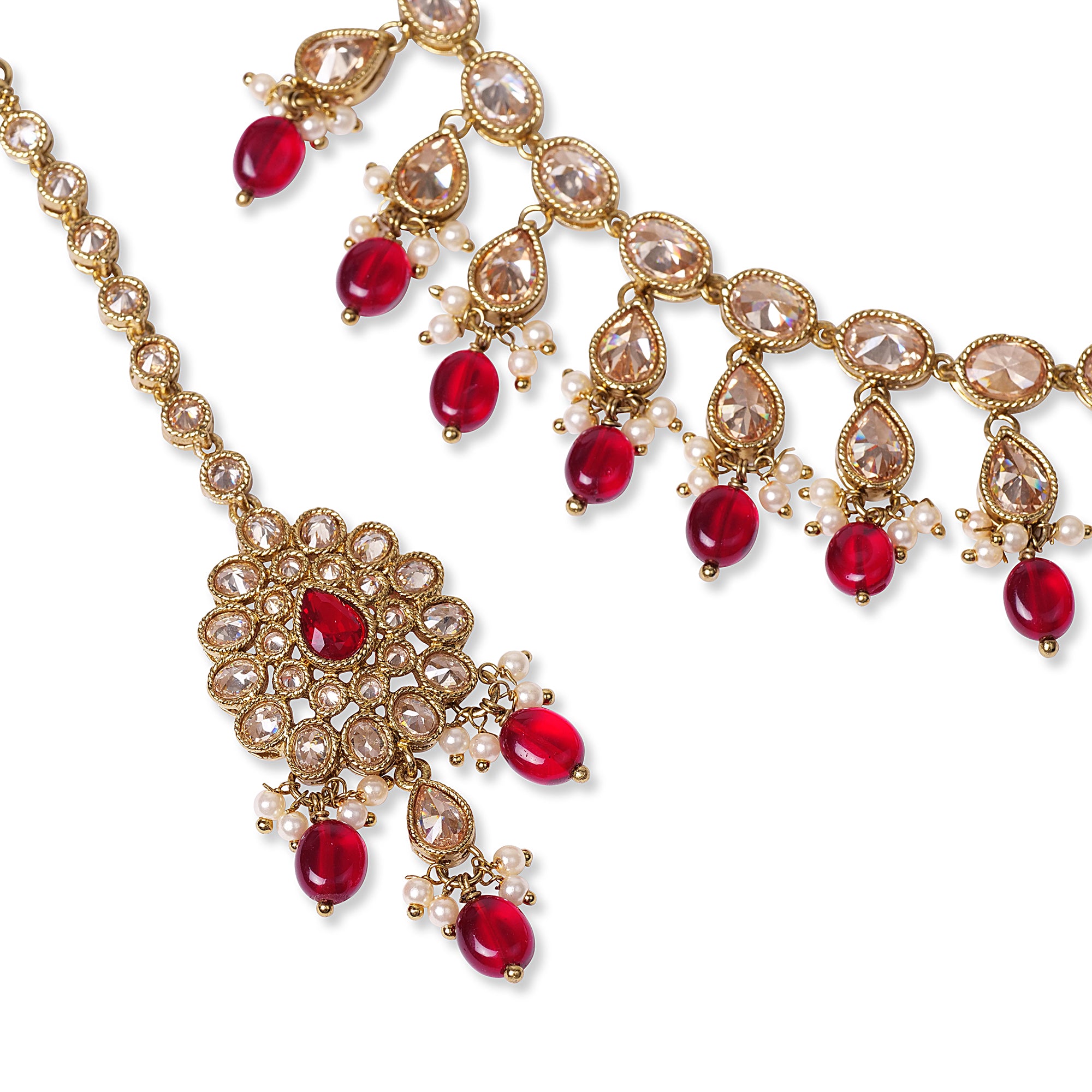 Nilima Necklace Set in Maroon