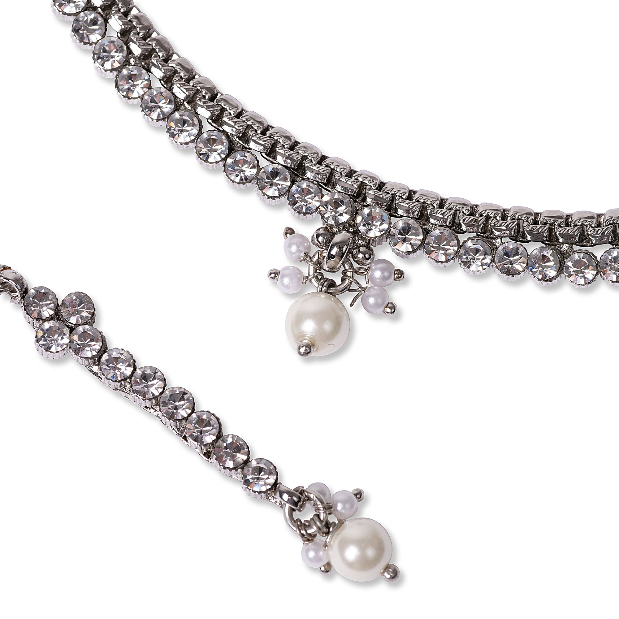 Lina Necklace Set in Pearl and Rhodium