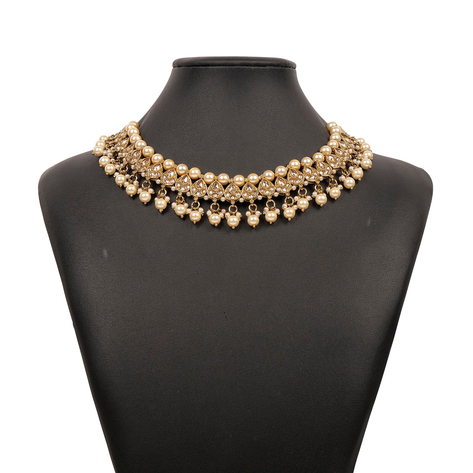 Simple Pearl Necklace Set in Light Topaz