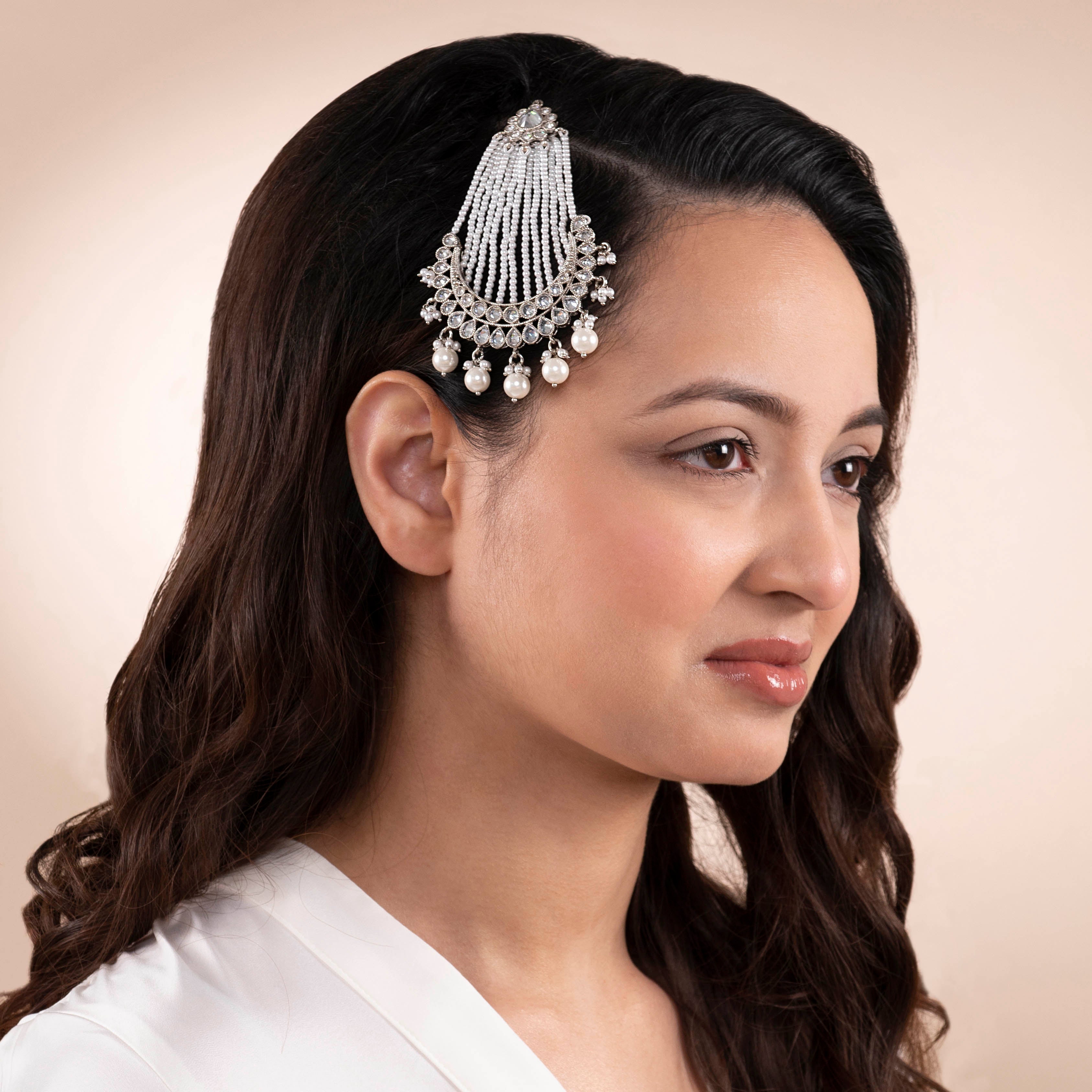 Florine Rhodium Jhumar with Pearl