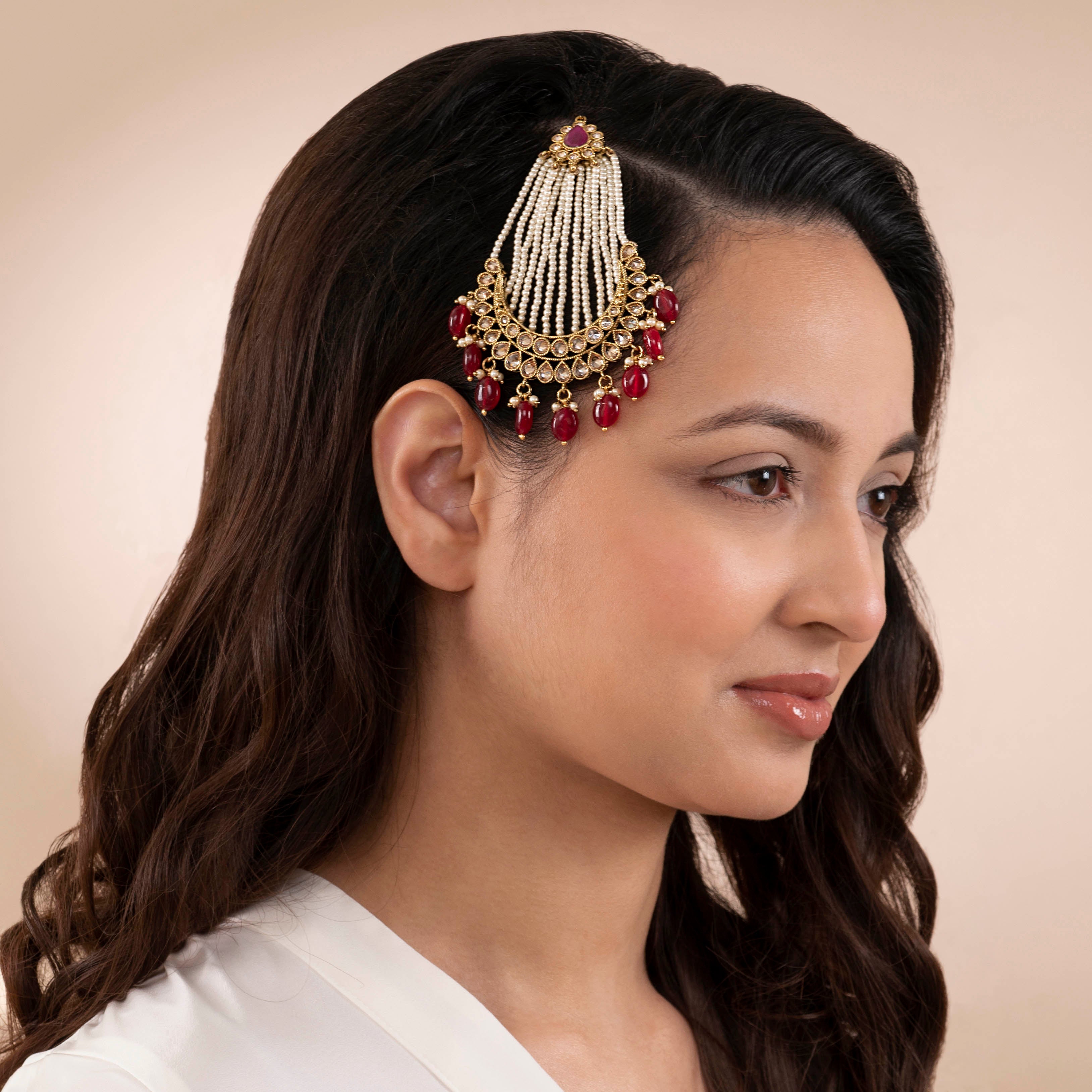 Florine Ruby Jhumar Headpiece