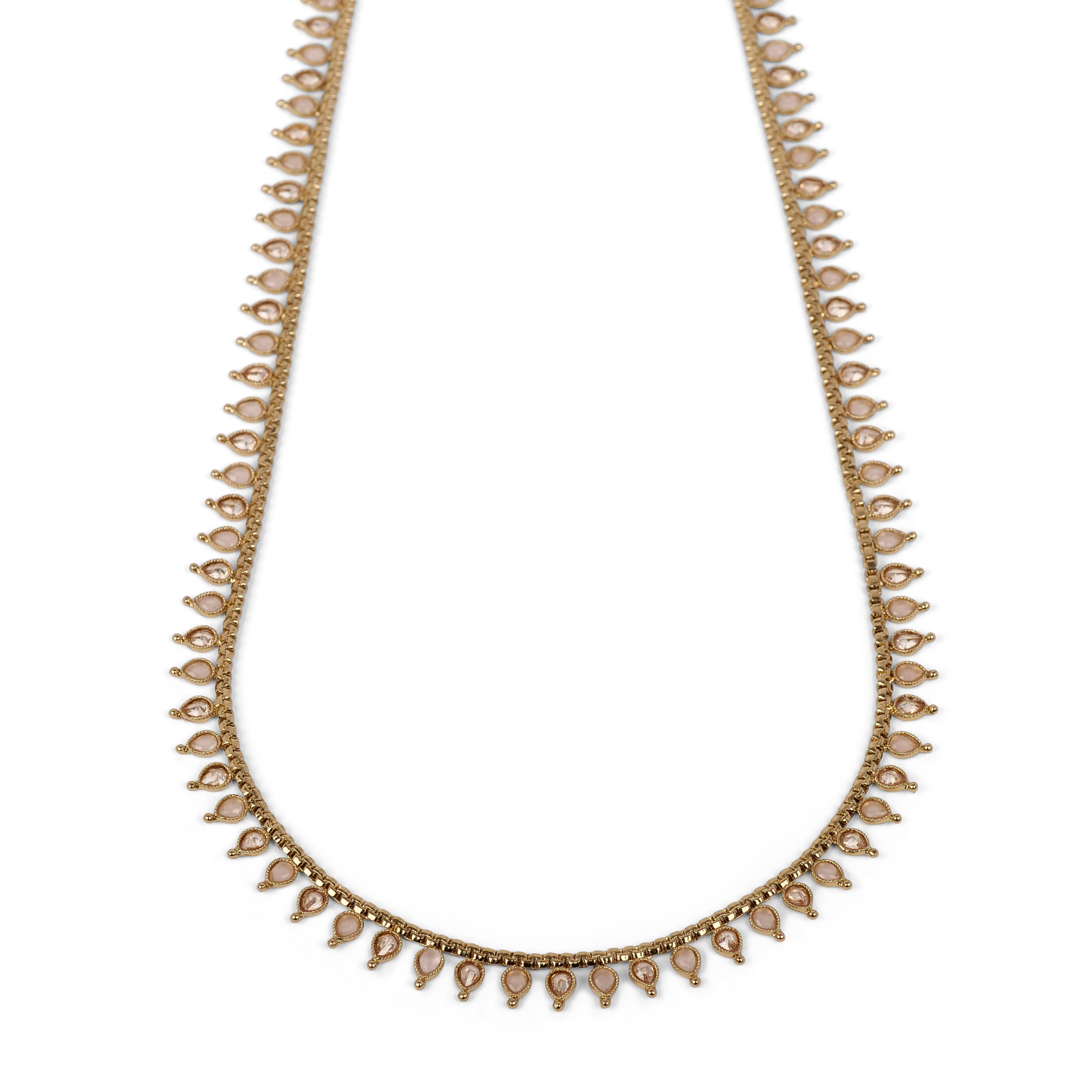 Teardrop Long Chain in Light Pink