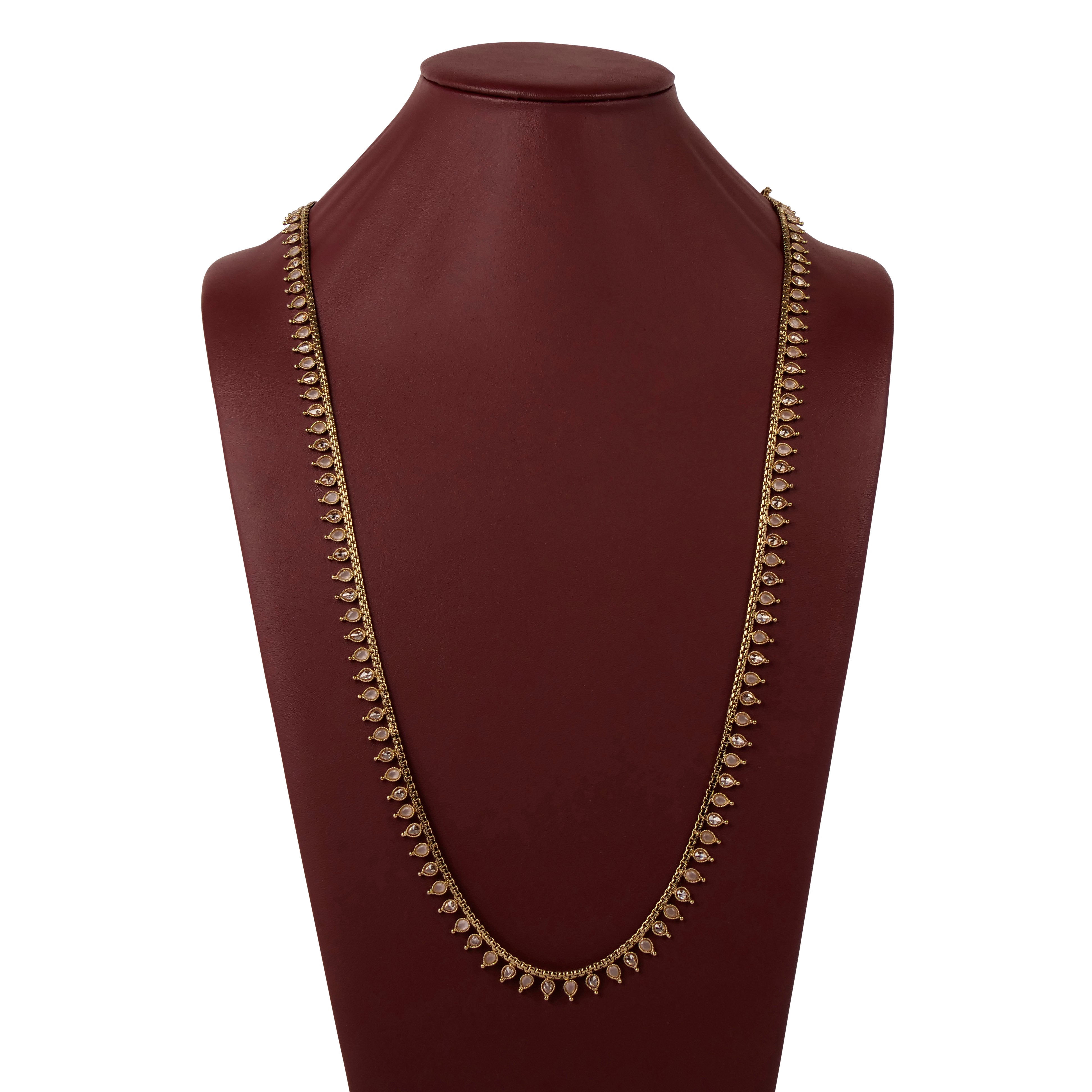 Teardrop Long Chain in Light Pink