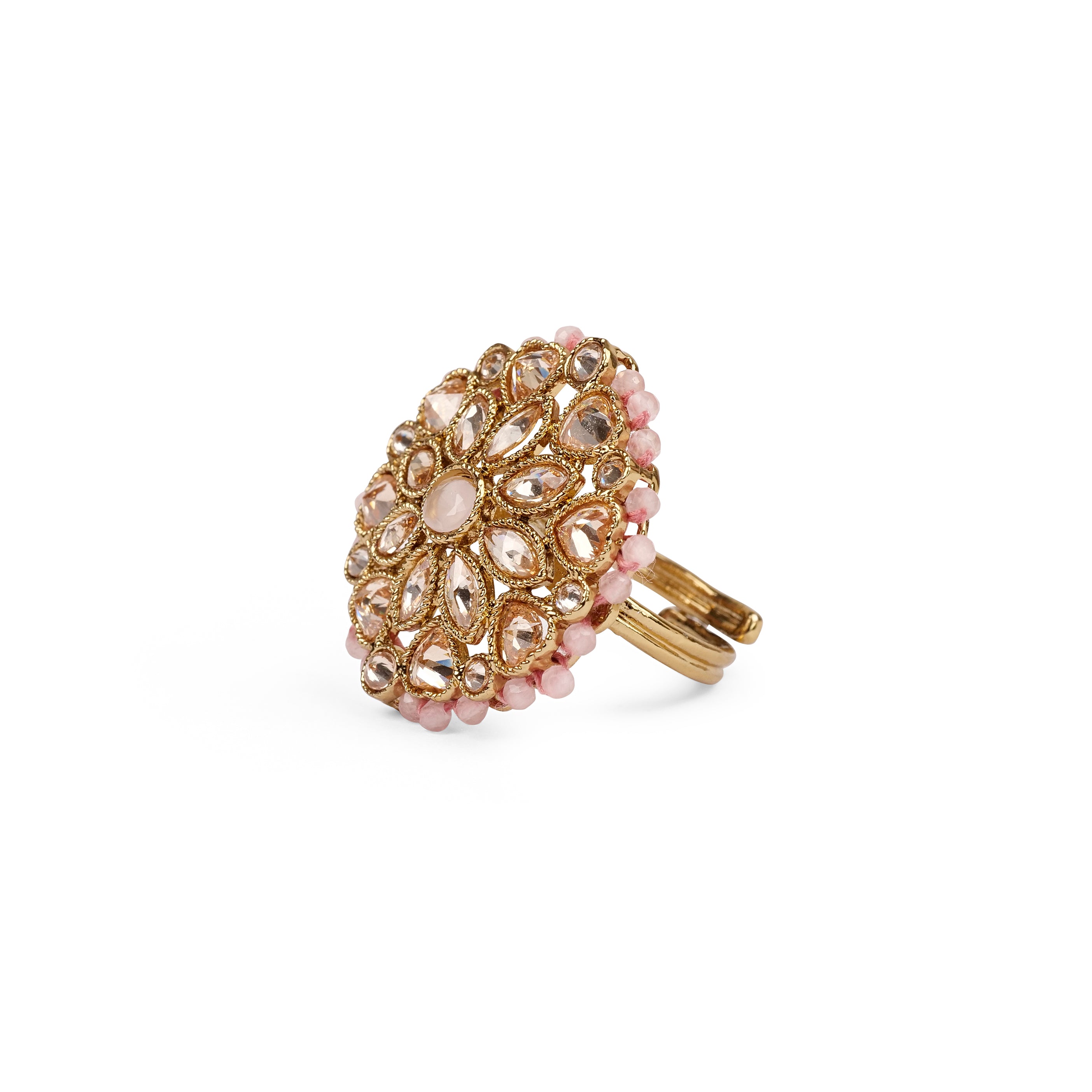 Classic Floral Oversized Ring in Light Pink