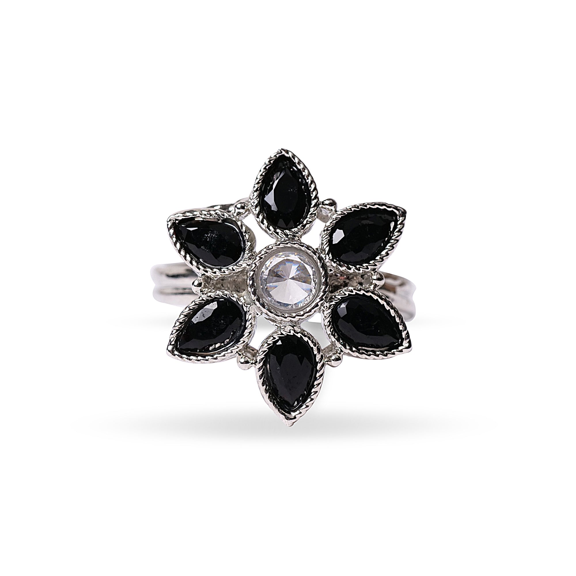Joy Ring in Black and Rhodium