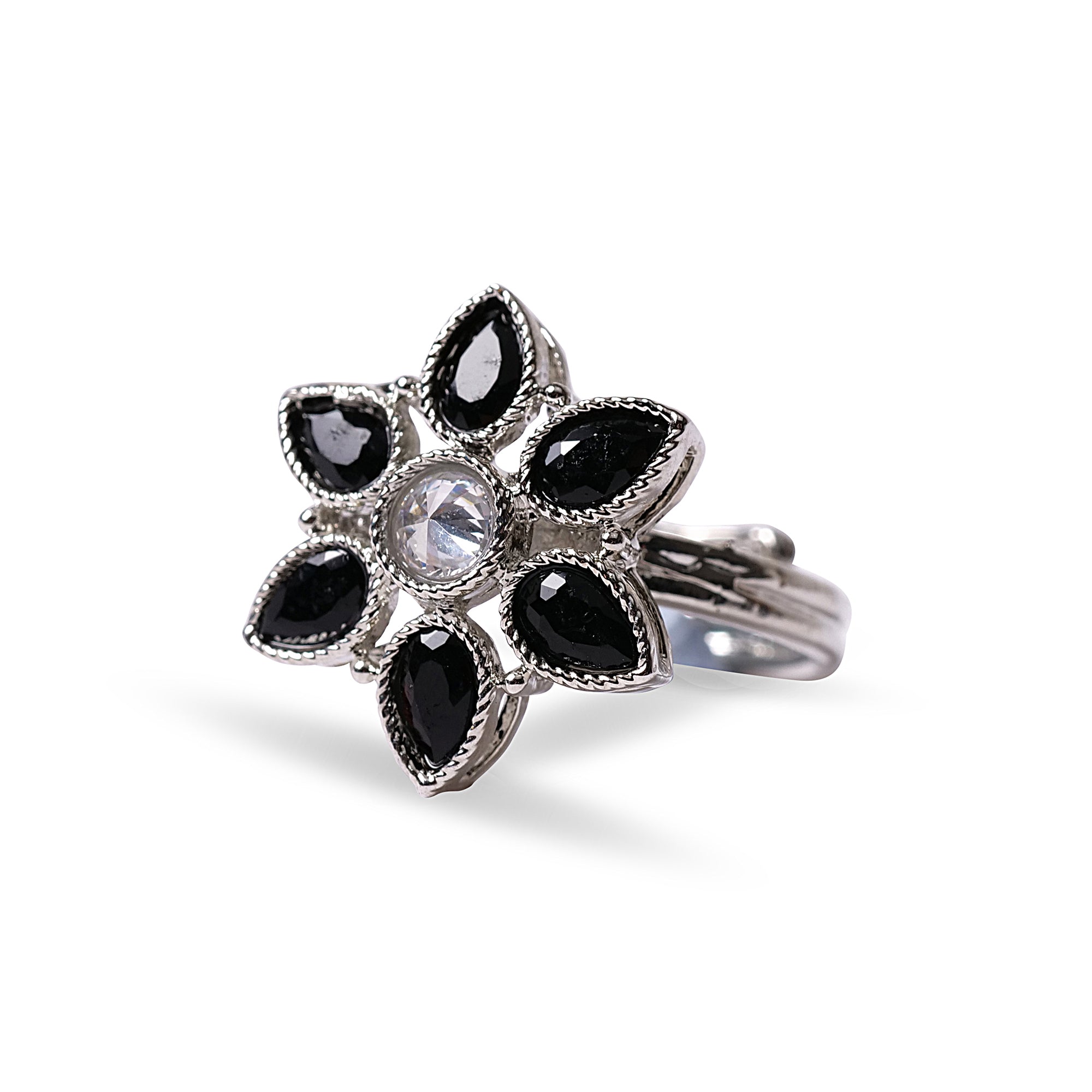 Joy Ring in Black and Rhodium