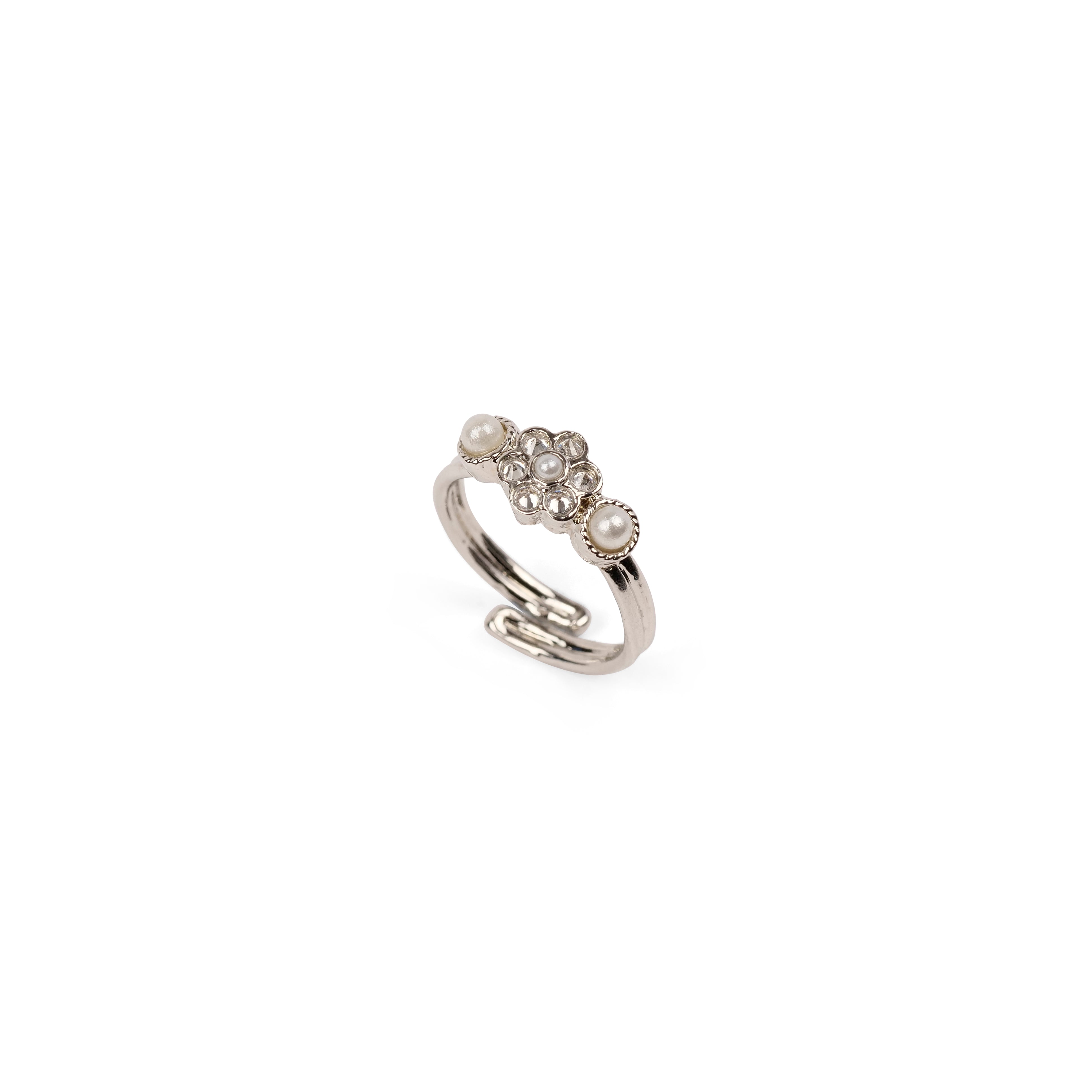 Forever Floral Ring in Pearl and Rhodium