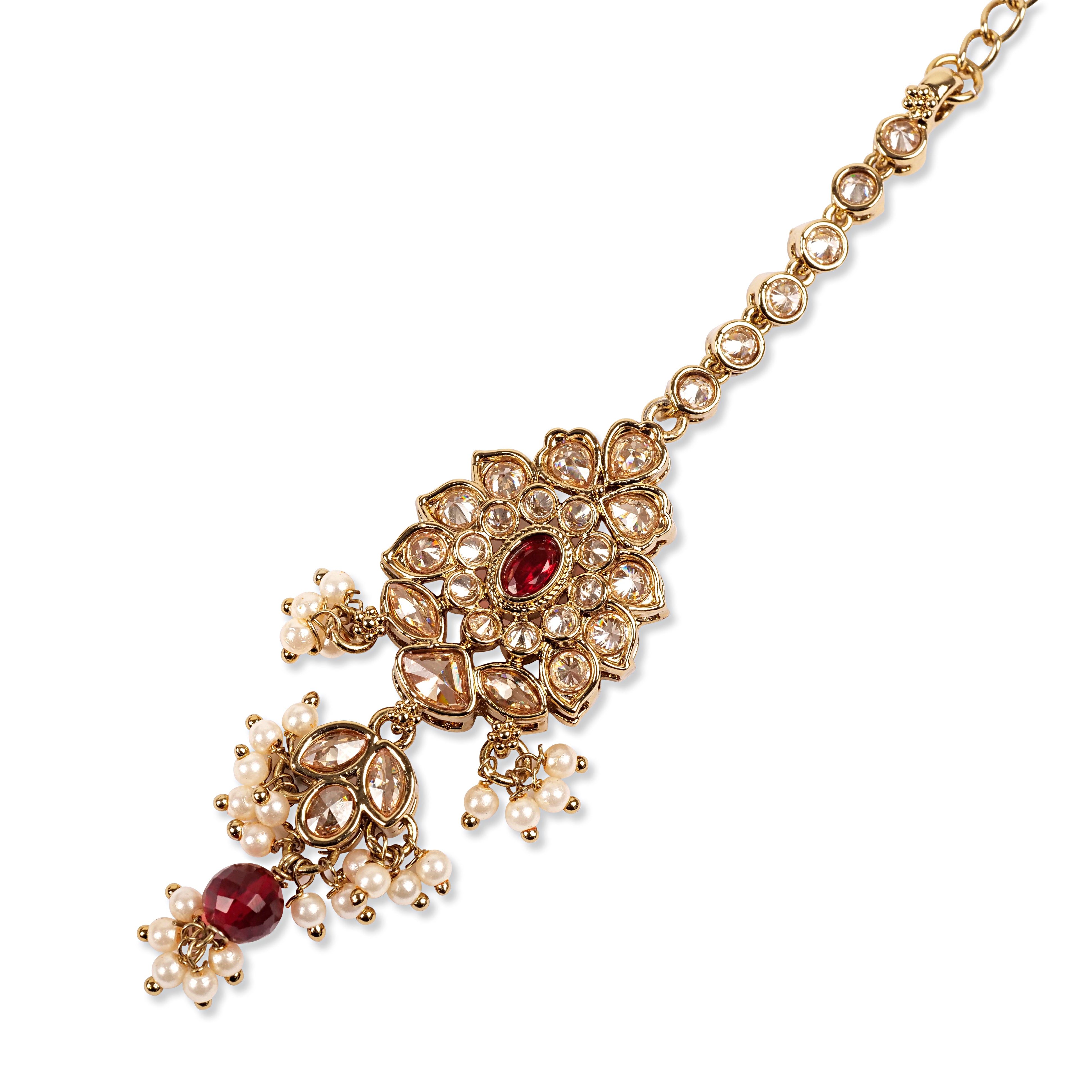 Alaya Maang Tikka in Maroon