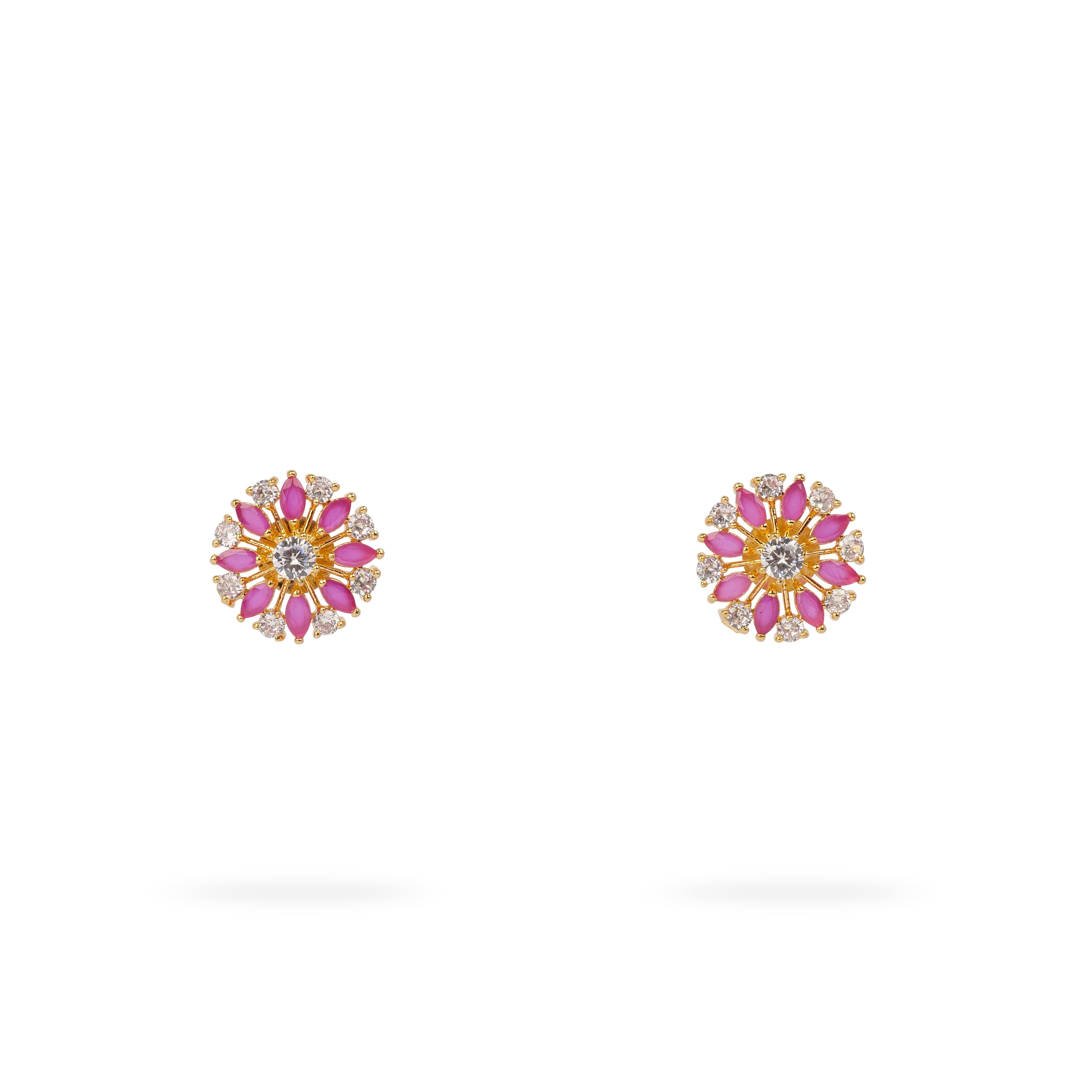 Prachi Rajasthani Ear Studs in Ruby and White