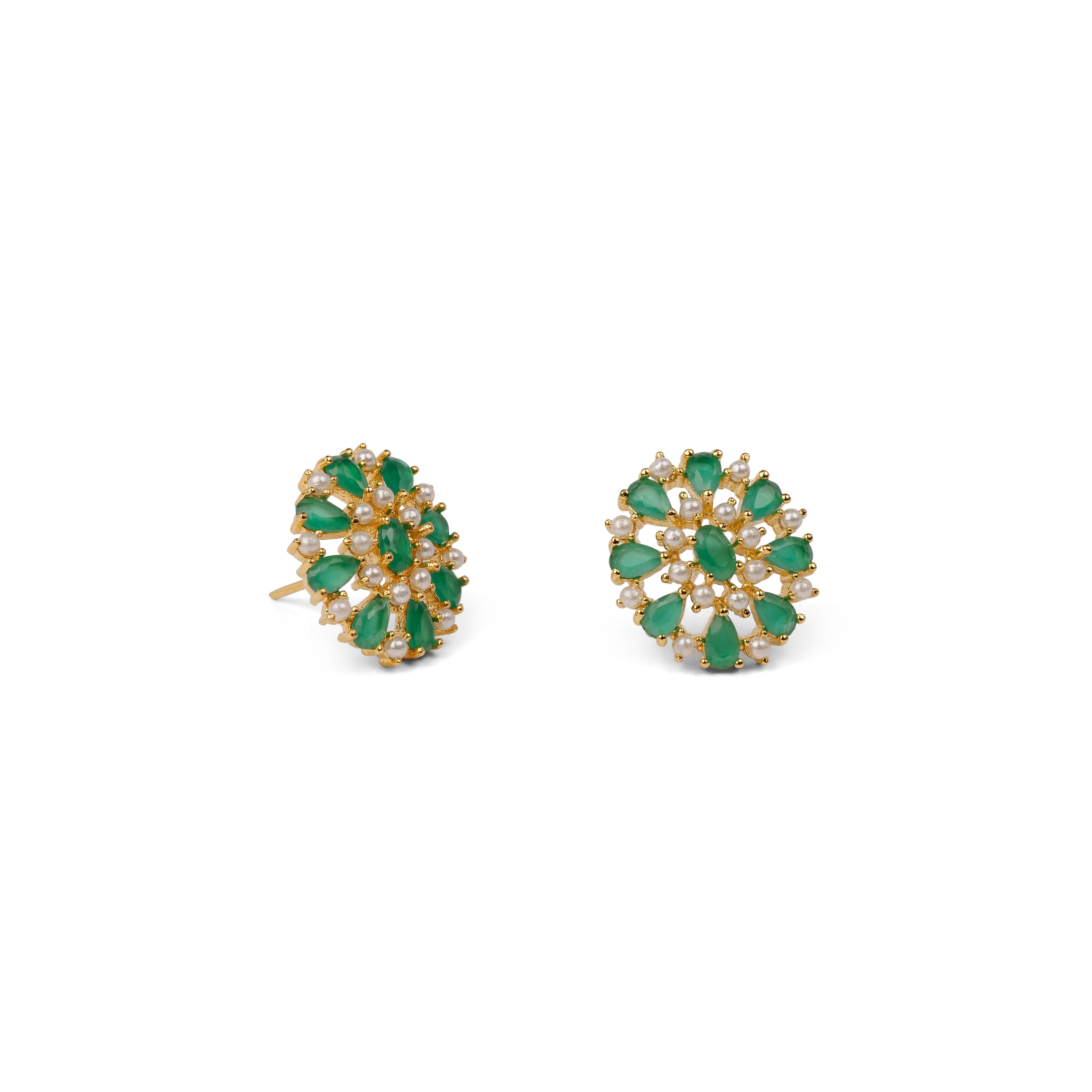 Mehar Rajasthani Ear Studs in Green