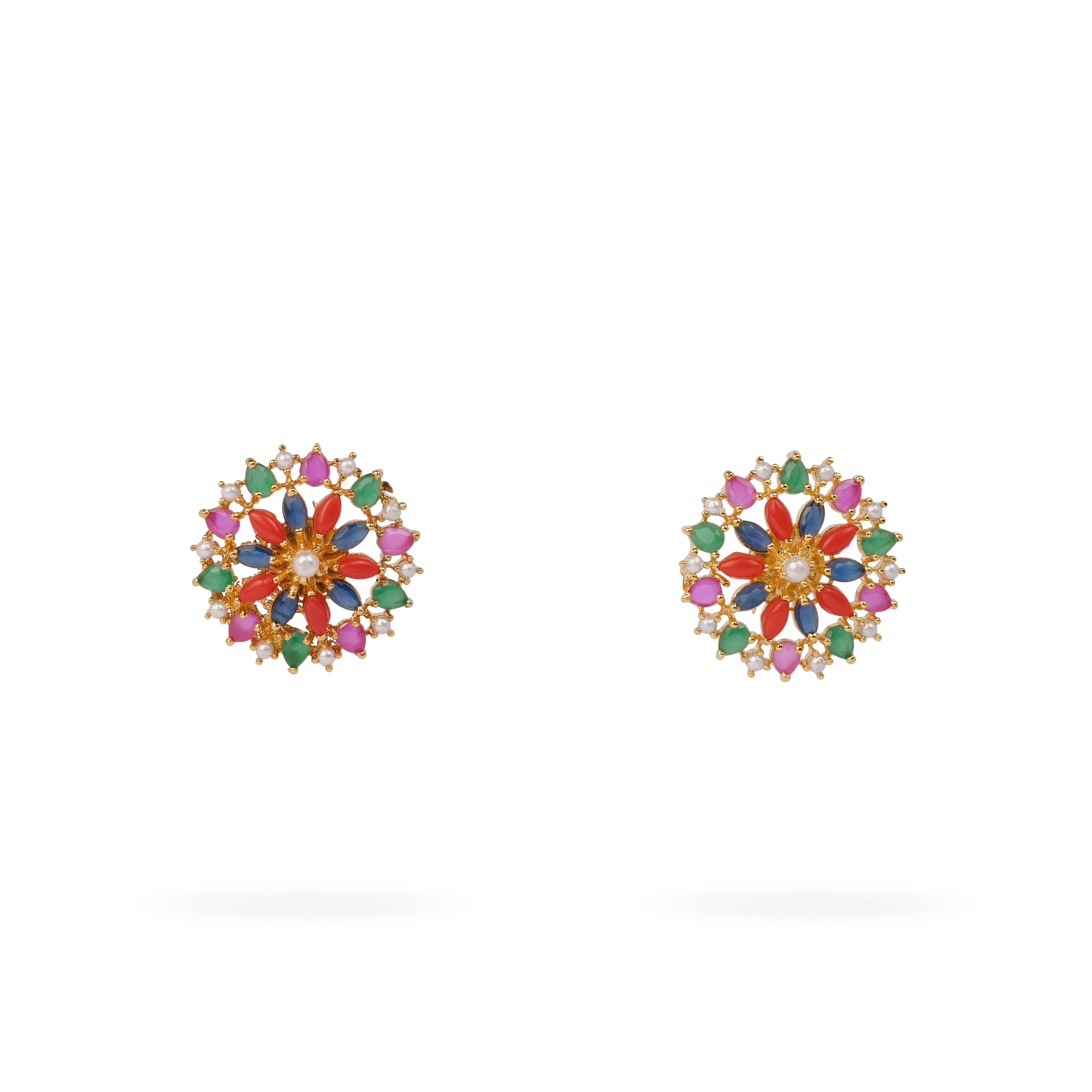 Zaina Rajasthani Ear Studs in Multi