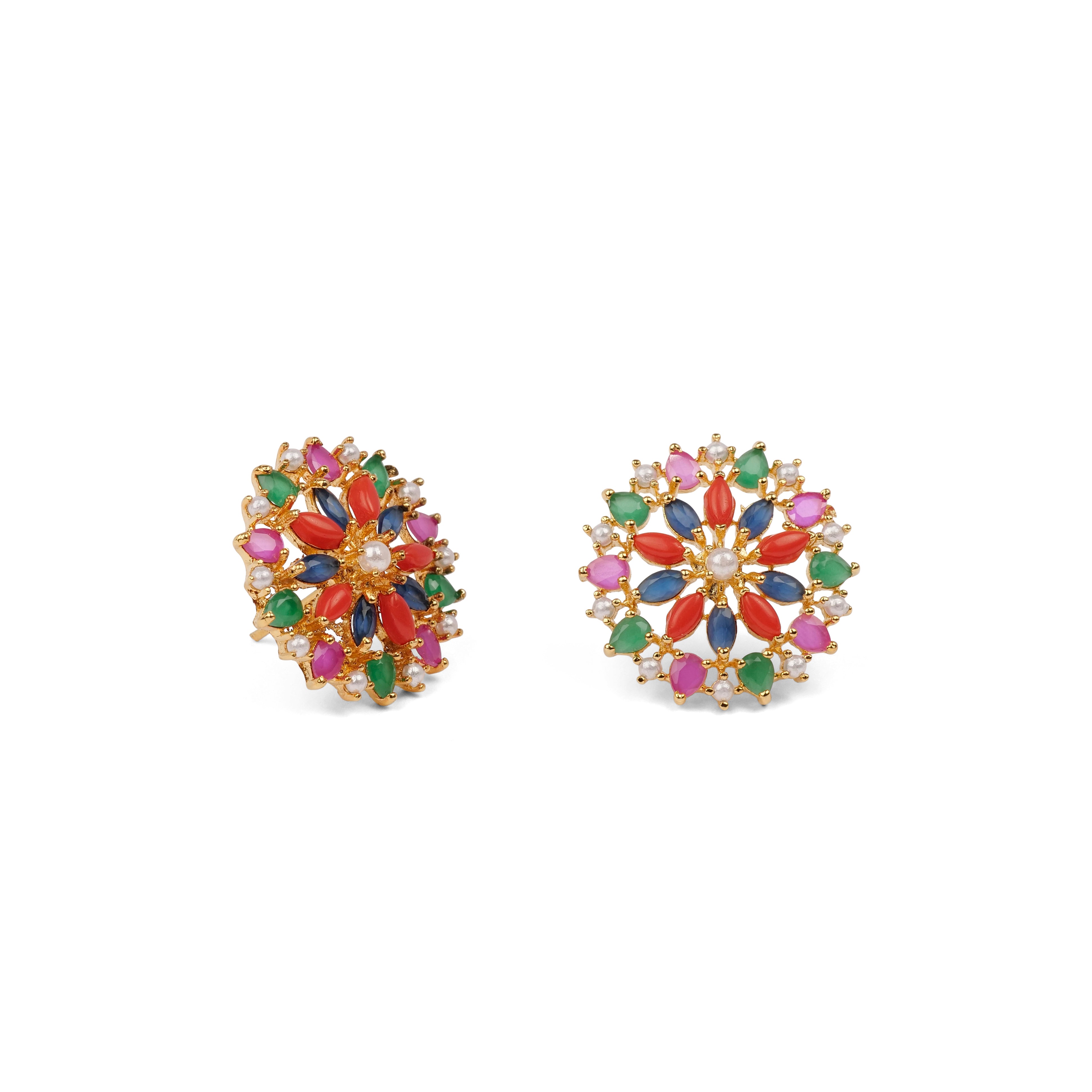 Zaina Rajasthani Ear Studs in Multi