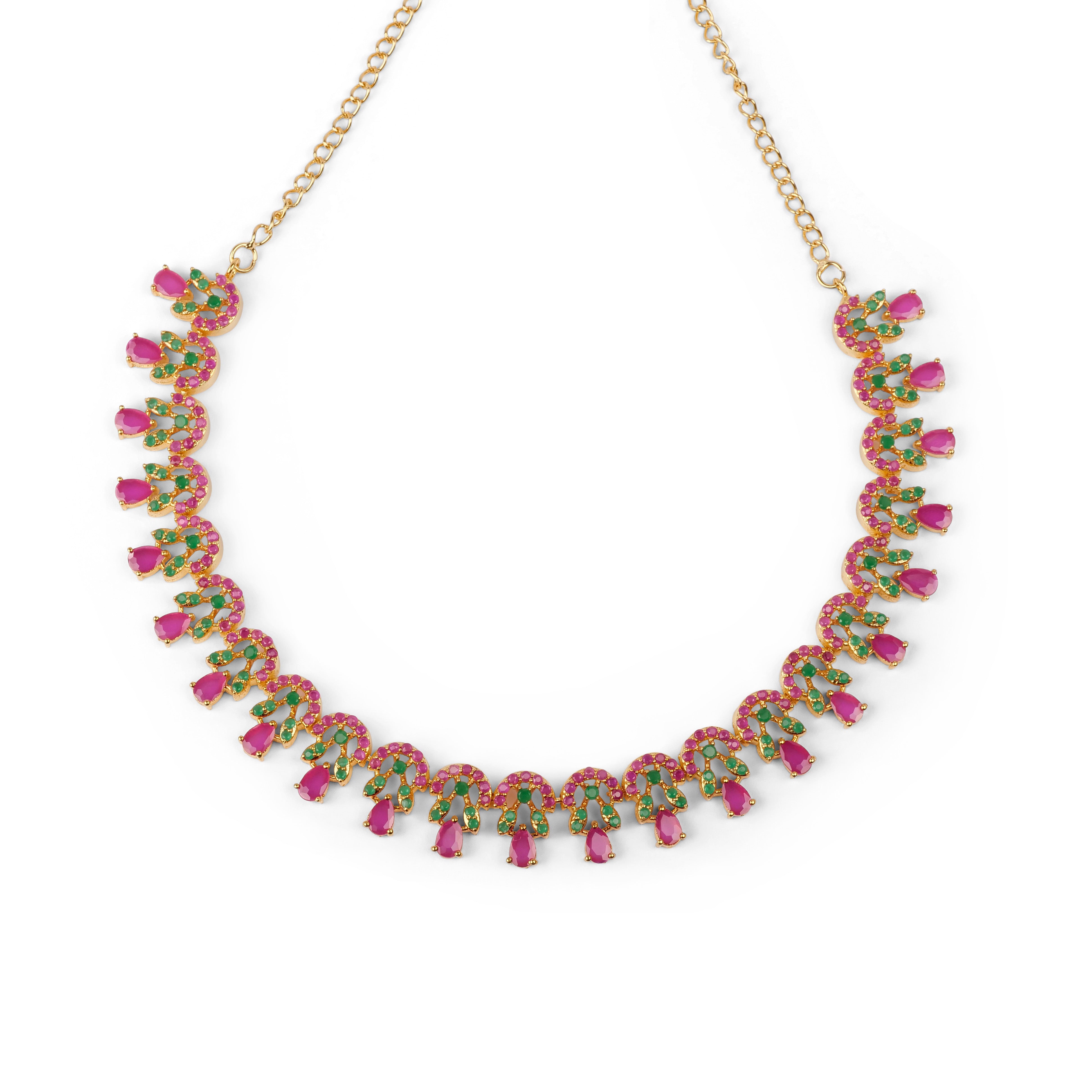 Himani Rajasthani Necklace Set in Ruby and Green