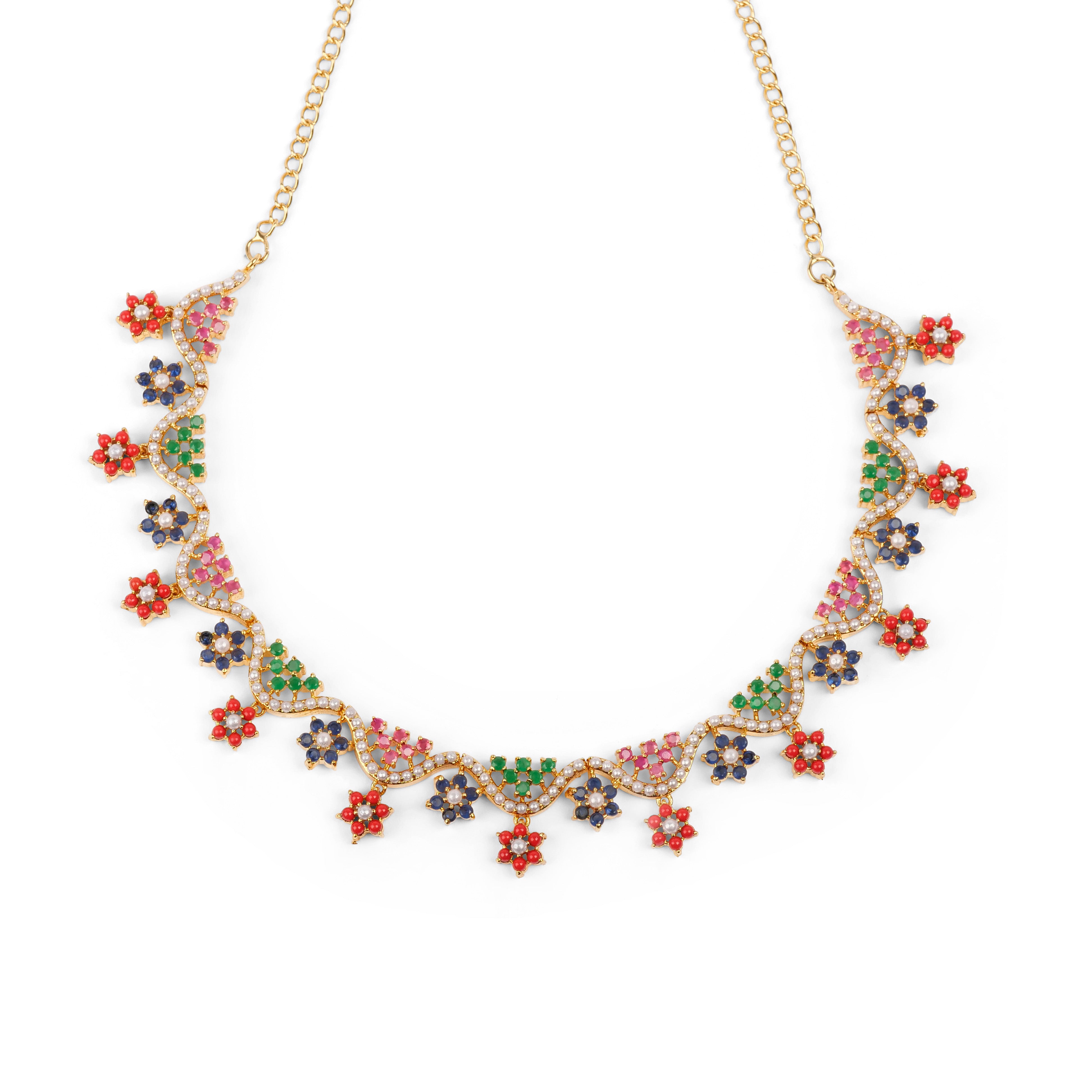 Phulki Rajasthani Necklace Set in Multi