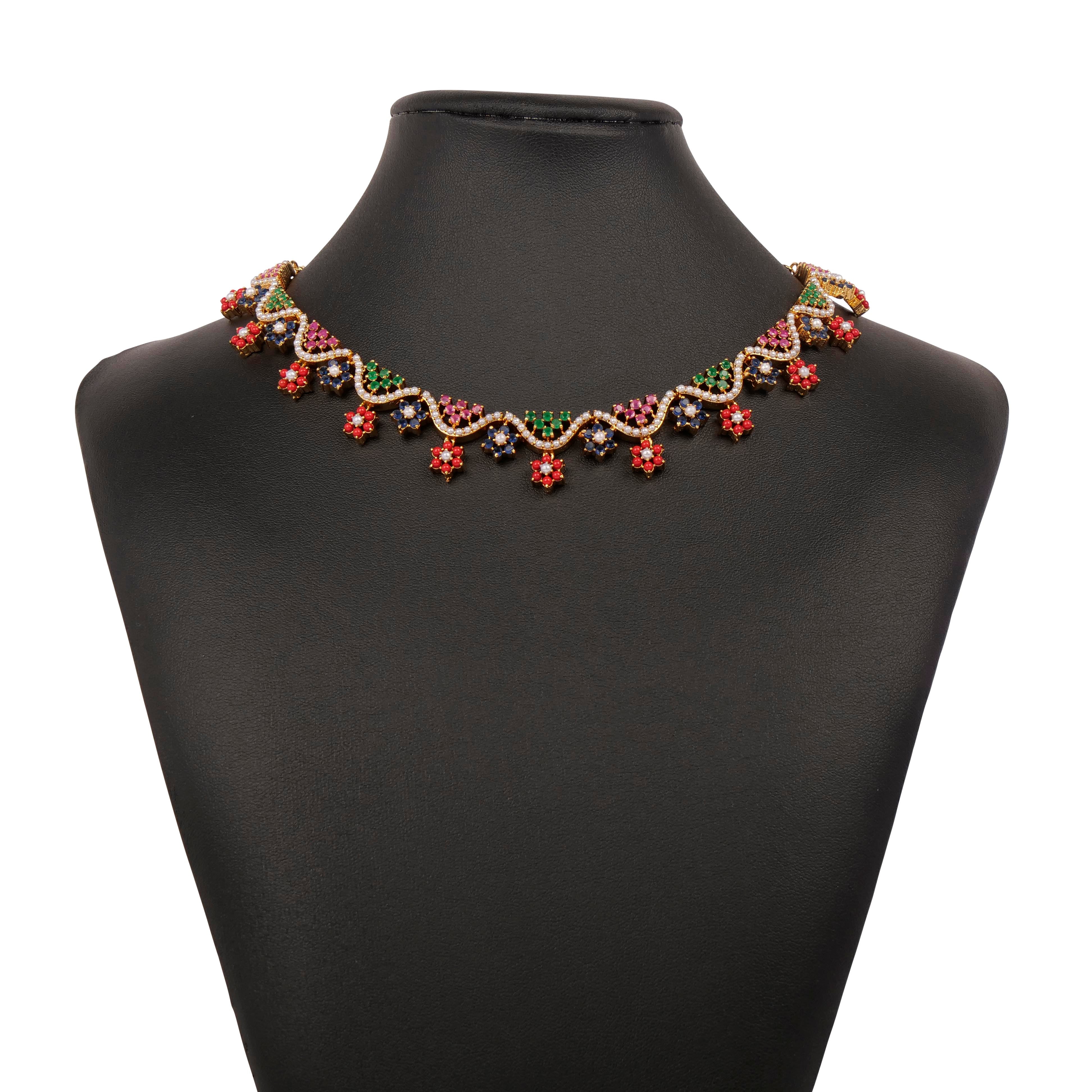 Phulki Rajasthani Necklace Set in Multi