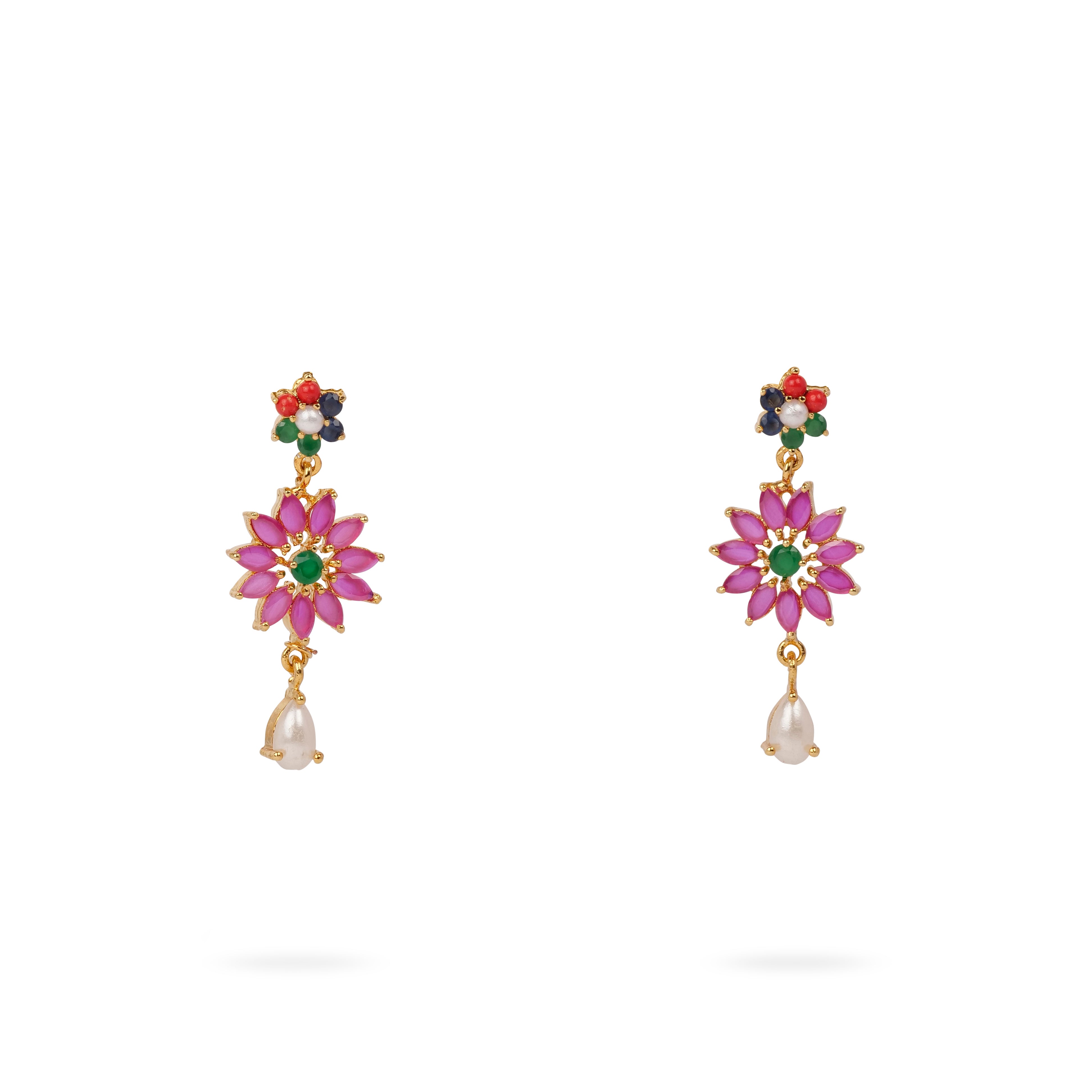 Jahaan Rajasthani Necklace Set in Ruby and Green