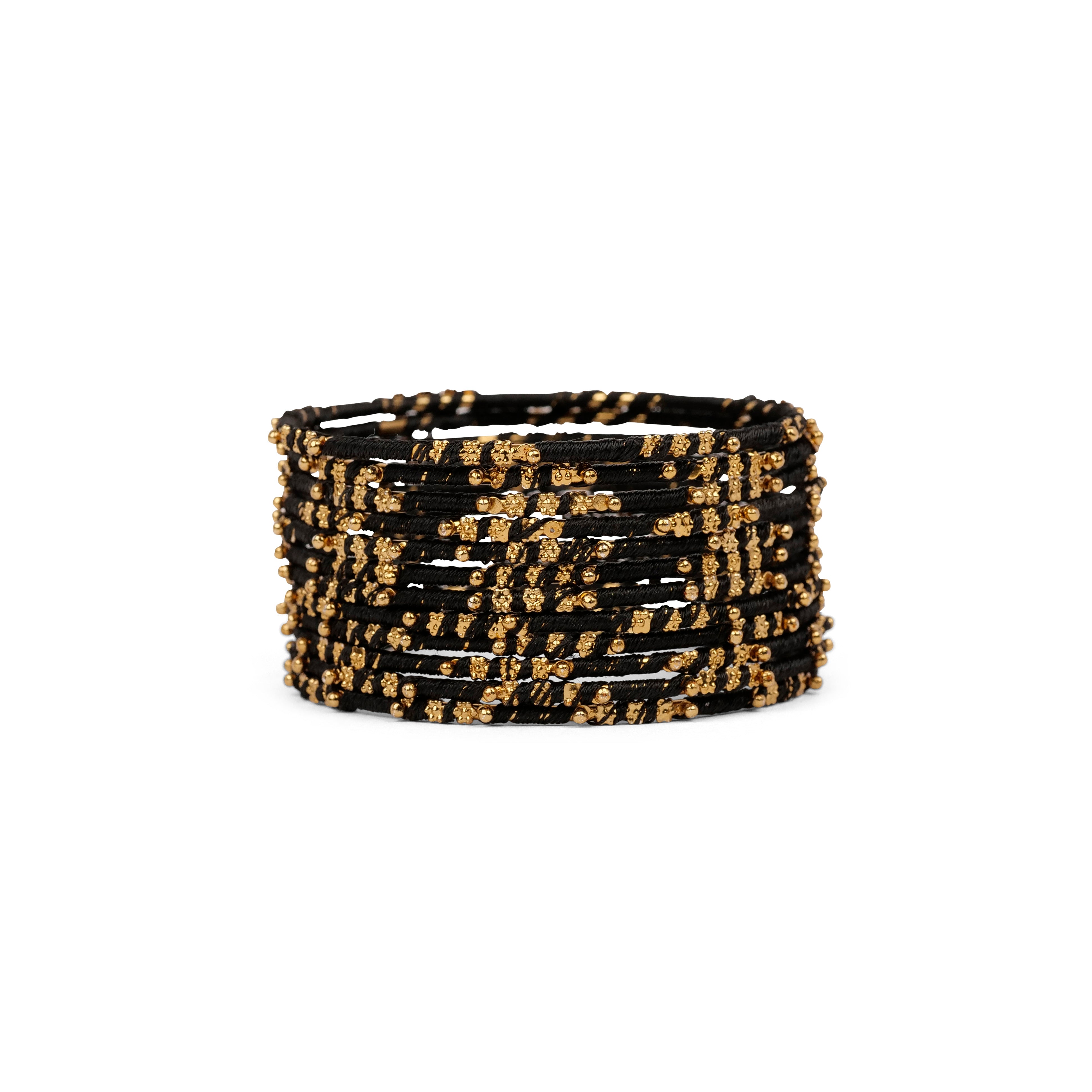 Black Floral Thread Bangles