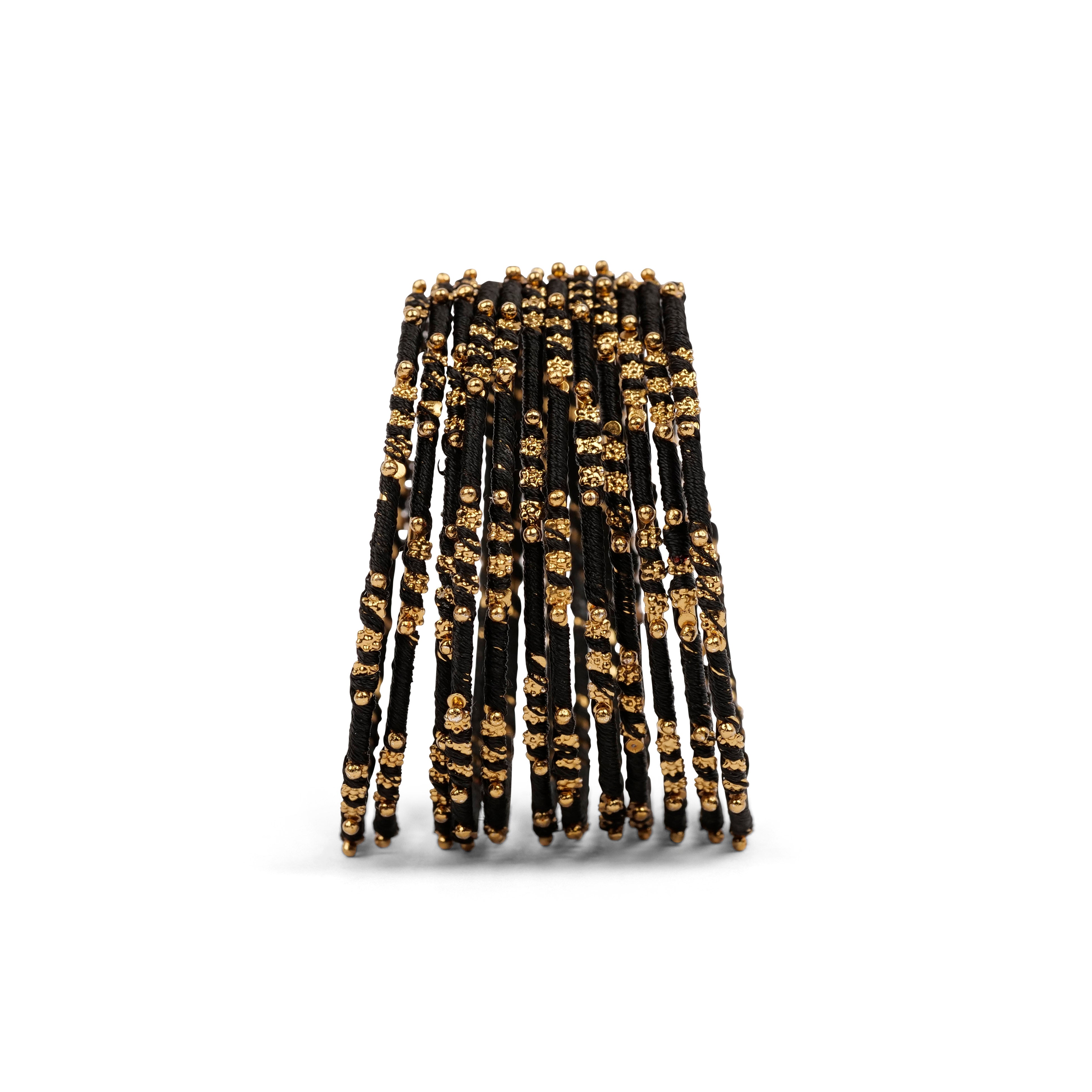 Black Floral Thread Bangles