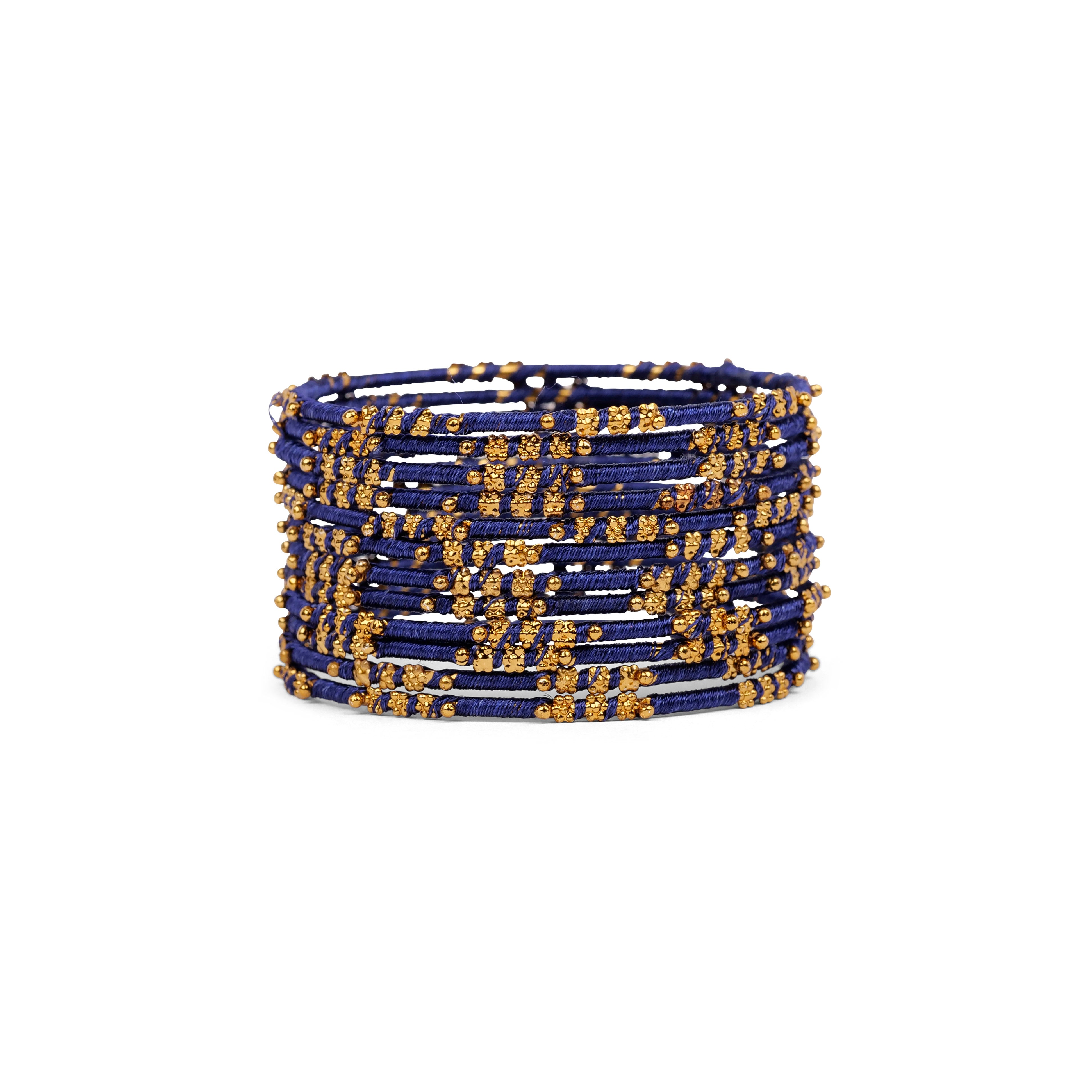 Navy Floral Thread Bangles