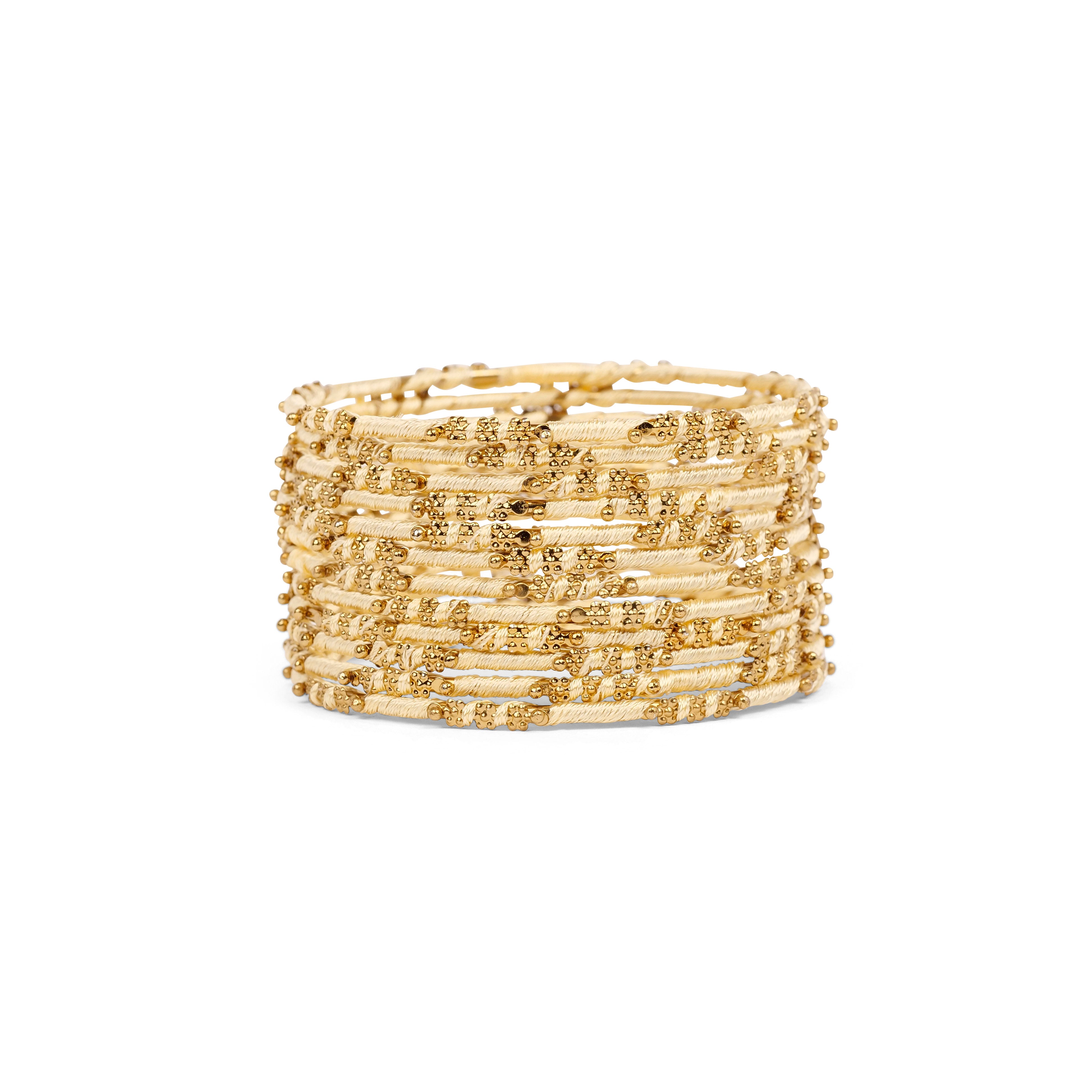 Cream Floral Thread Bangles