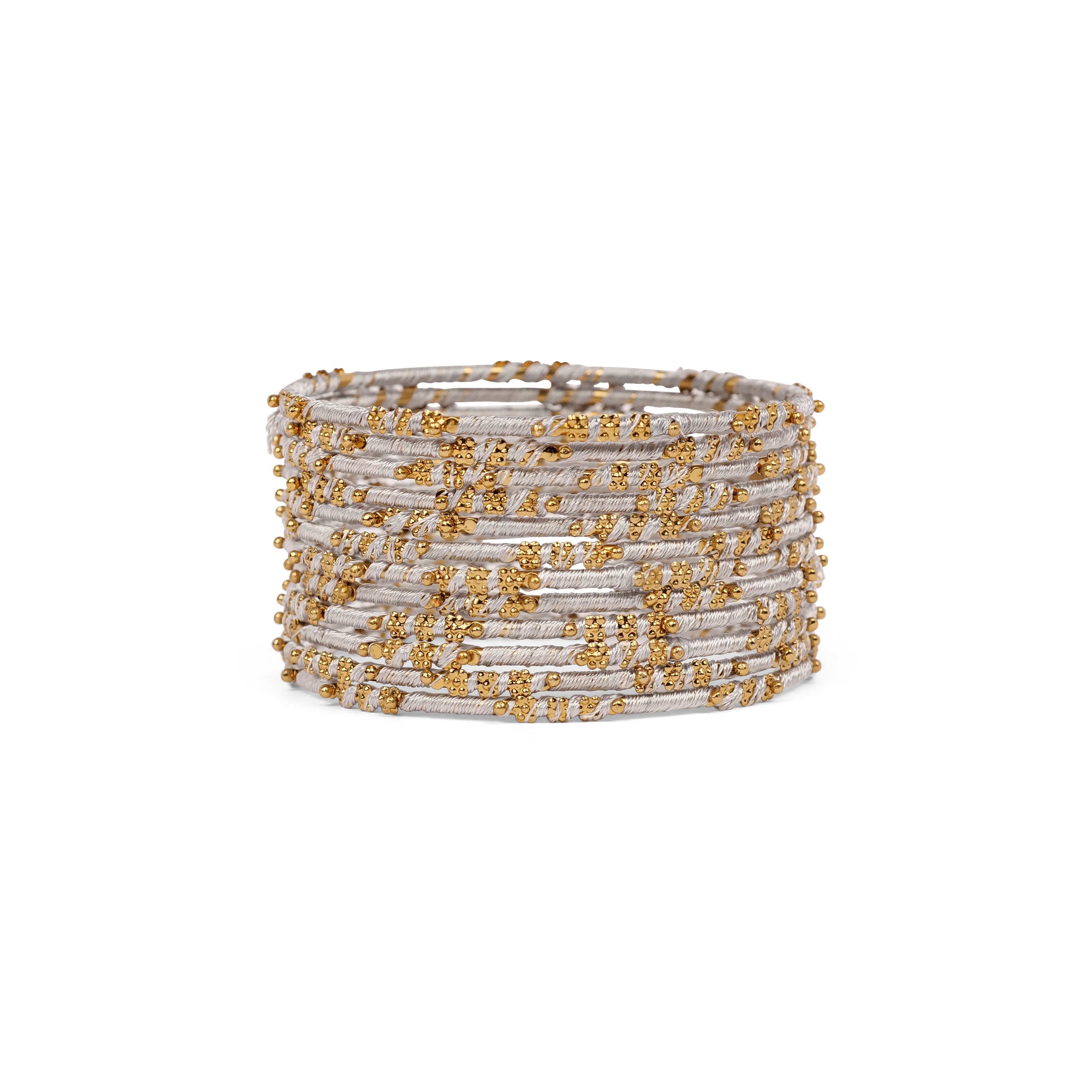 Grey Floral Thread Bangles