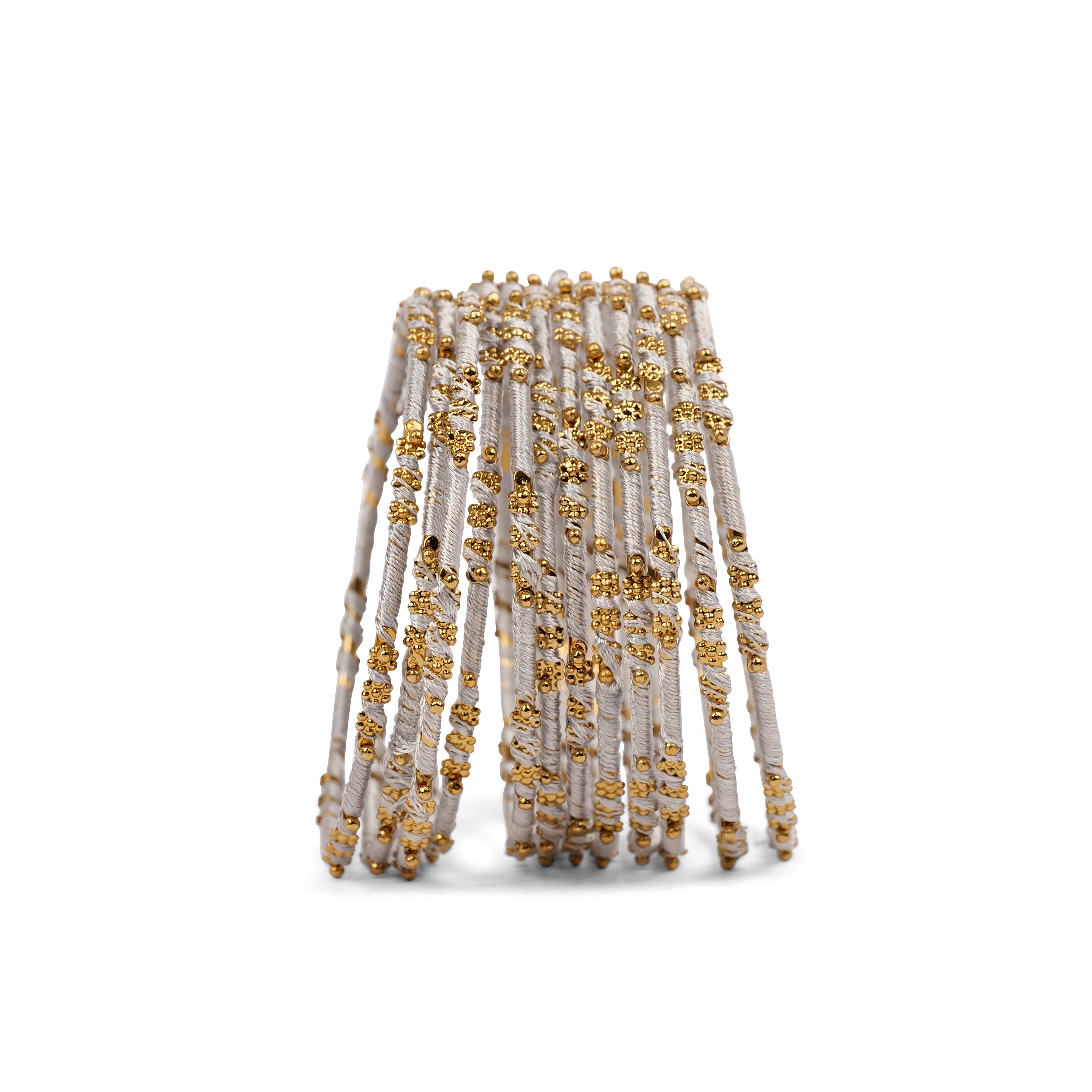 Grey Floral Thread Bangles
