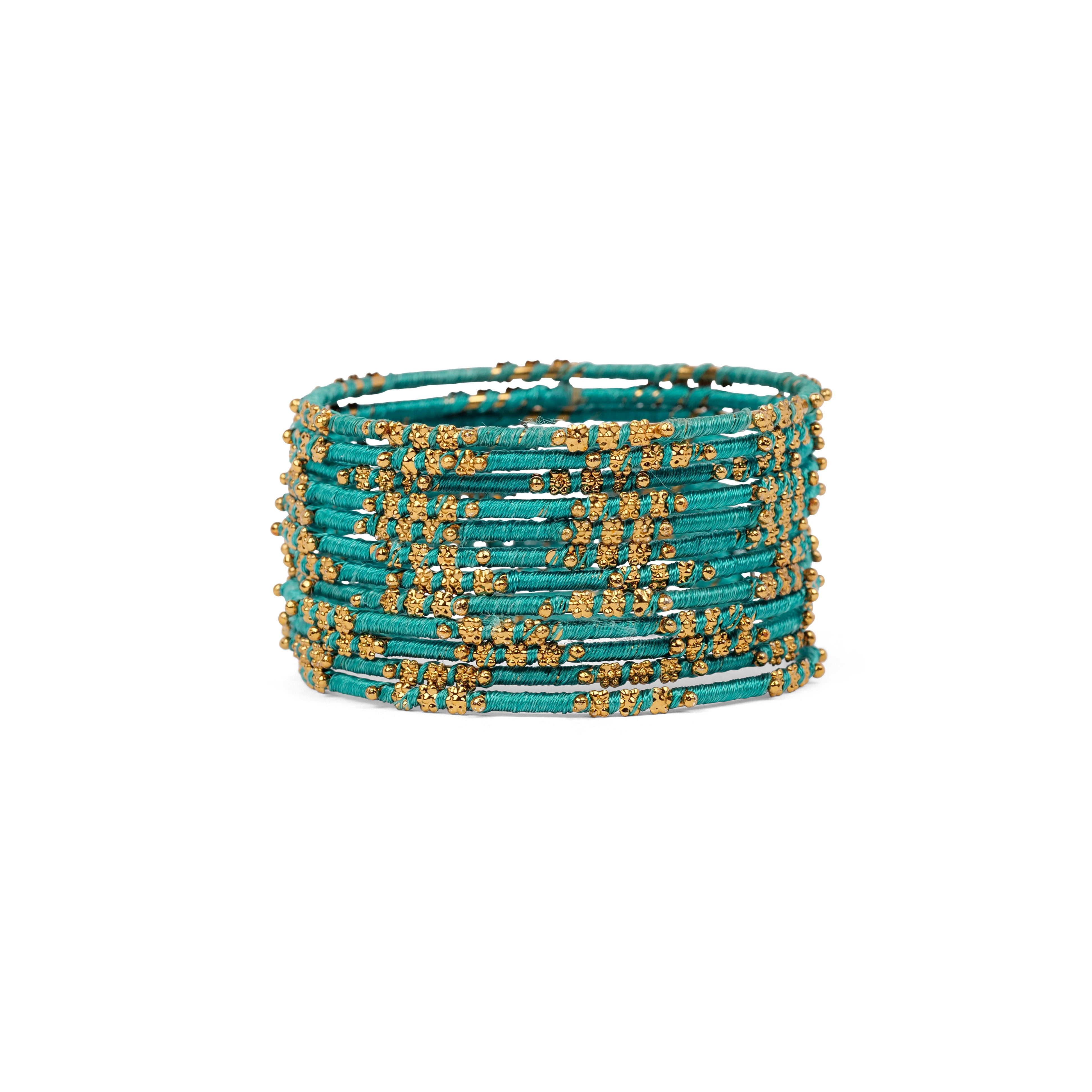 Sky Blue Floral Thread Bangles