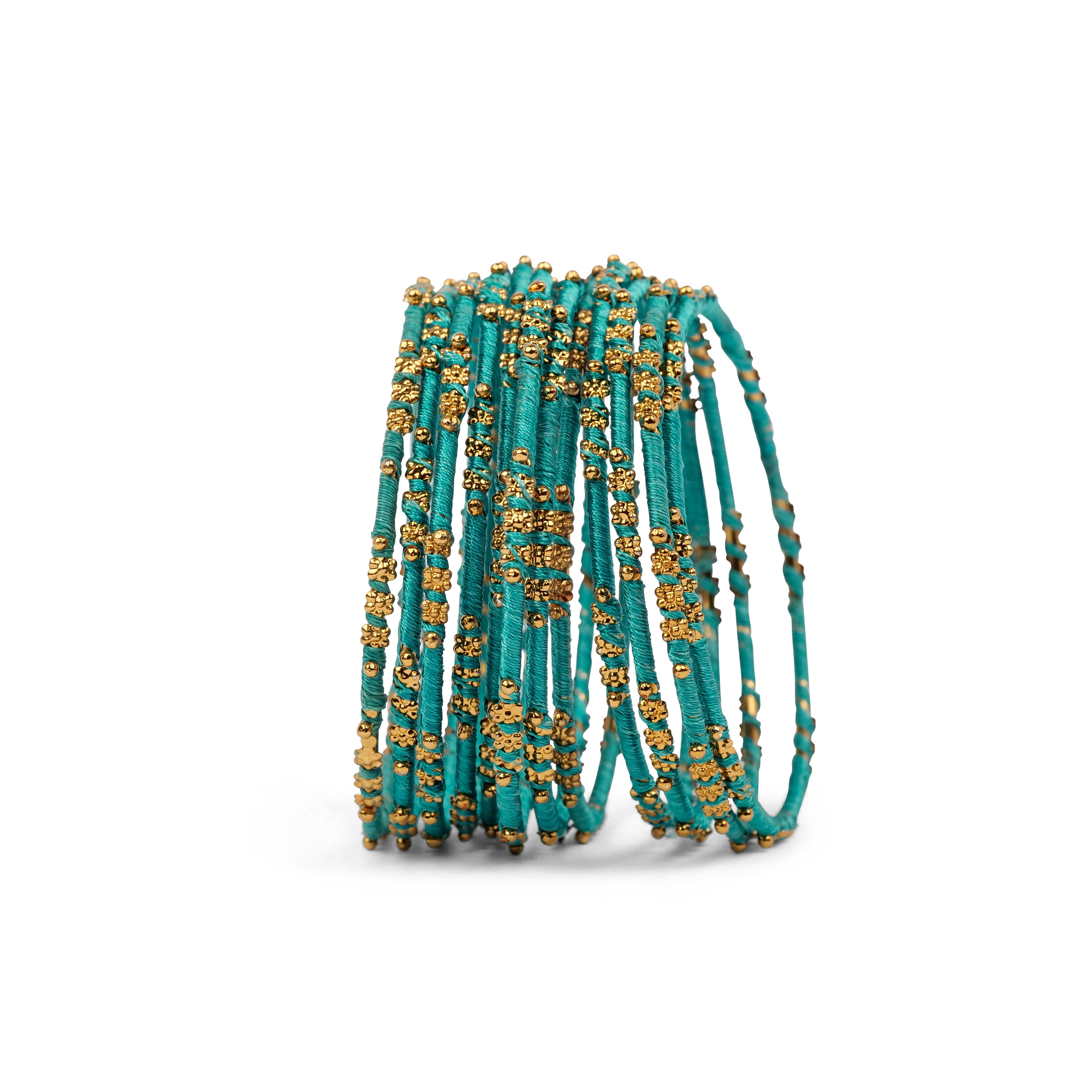 Sky Blue Floral Thread Bangles