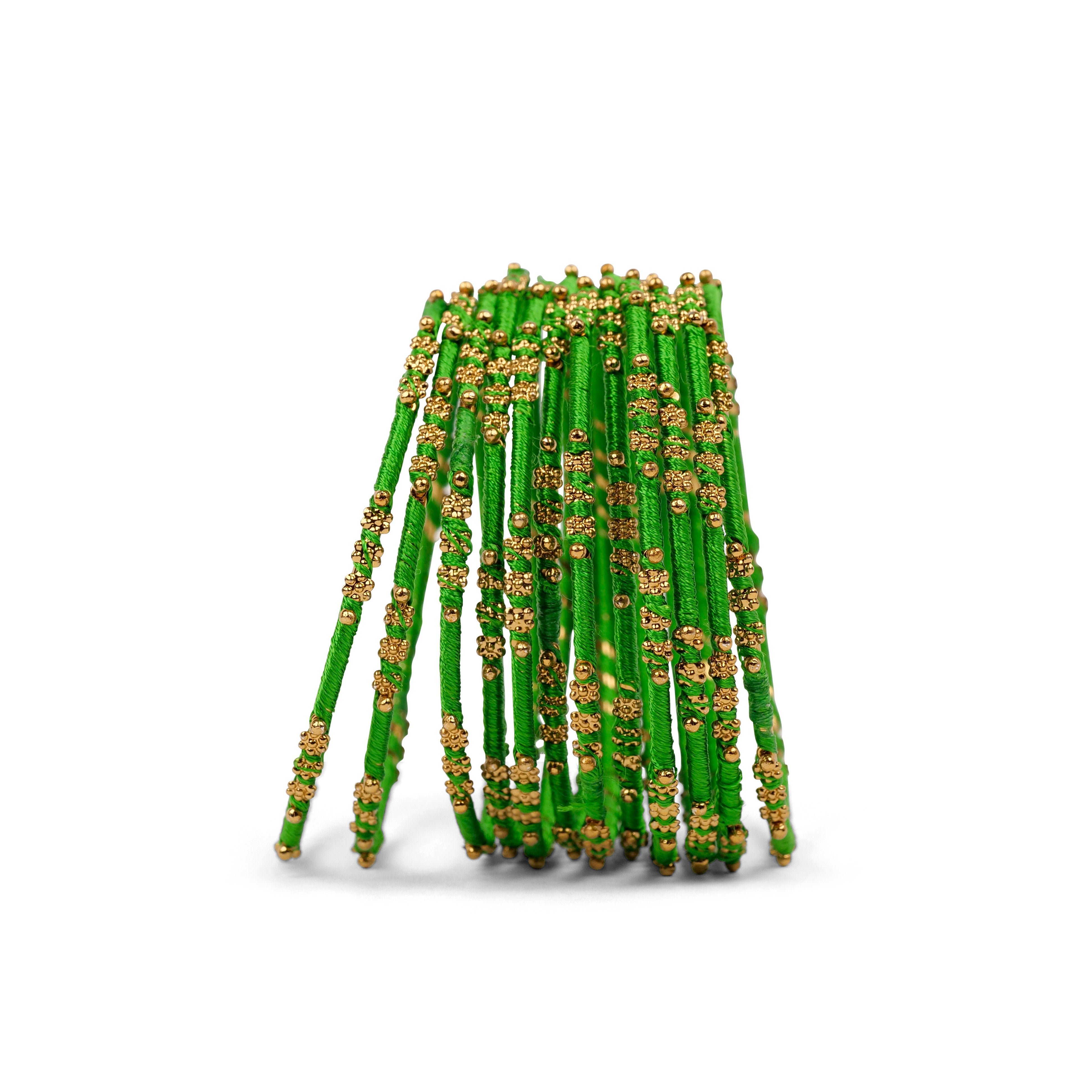 Green Floral Thread Bangles