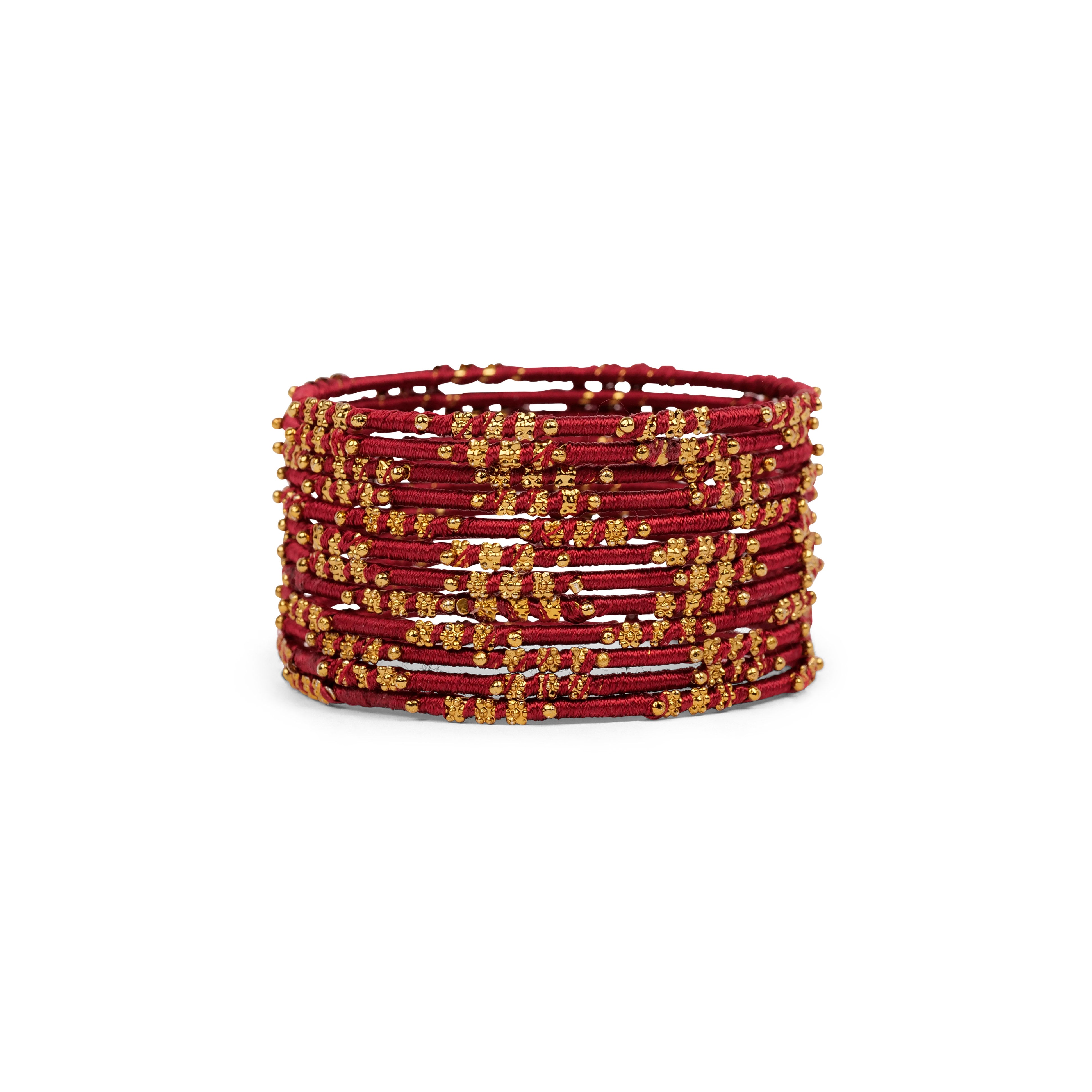Maroon Floral Thread Bangles