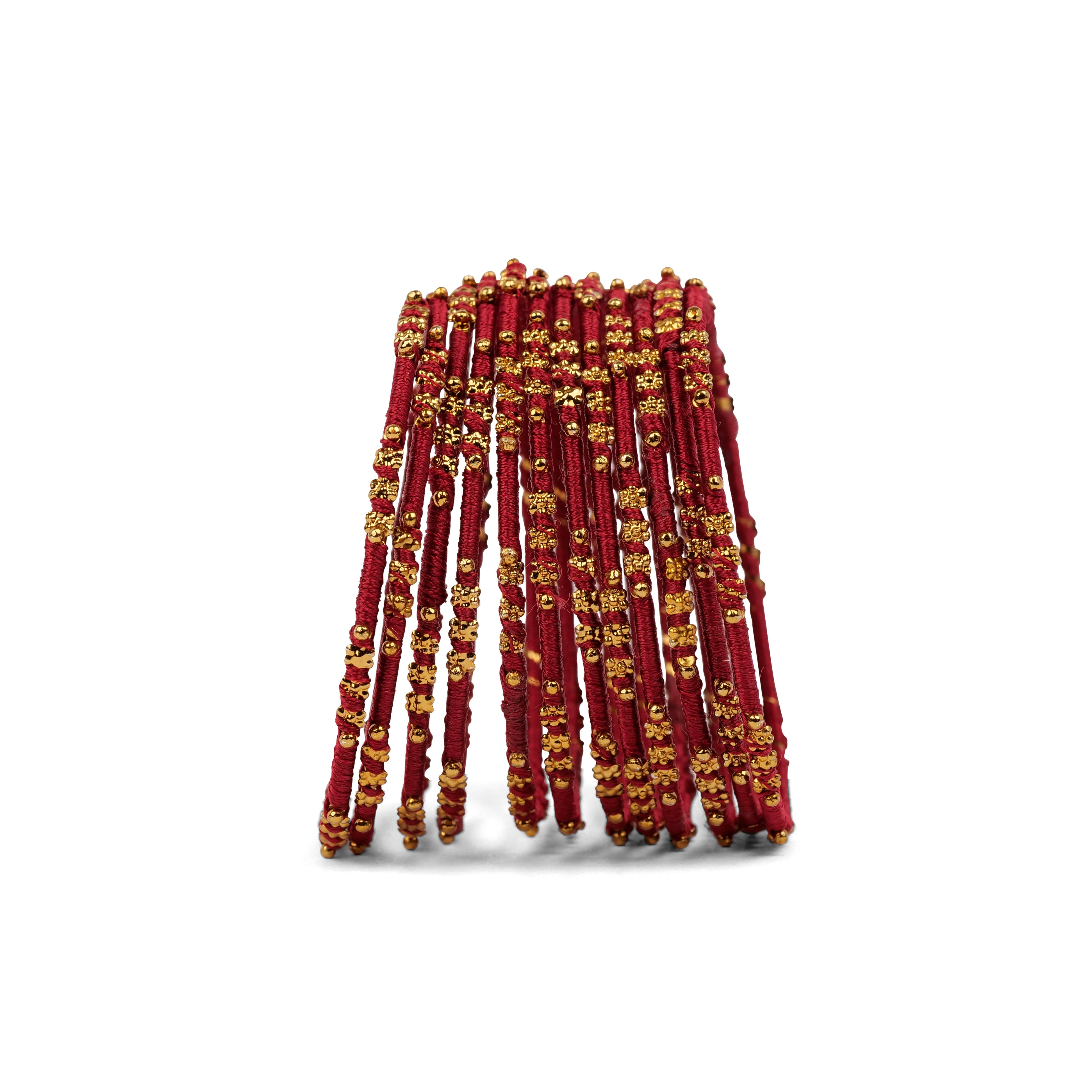 Maroon Floral Thread Bangles