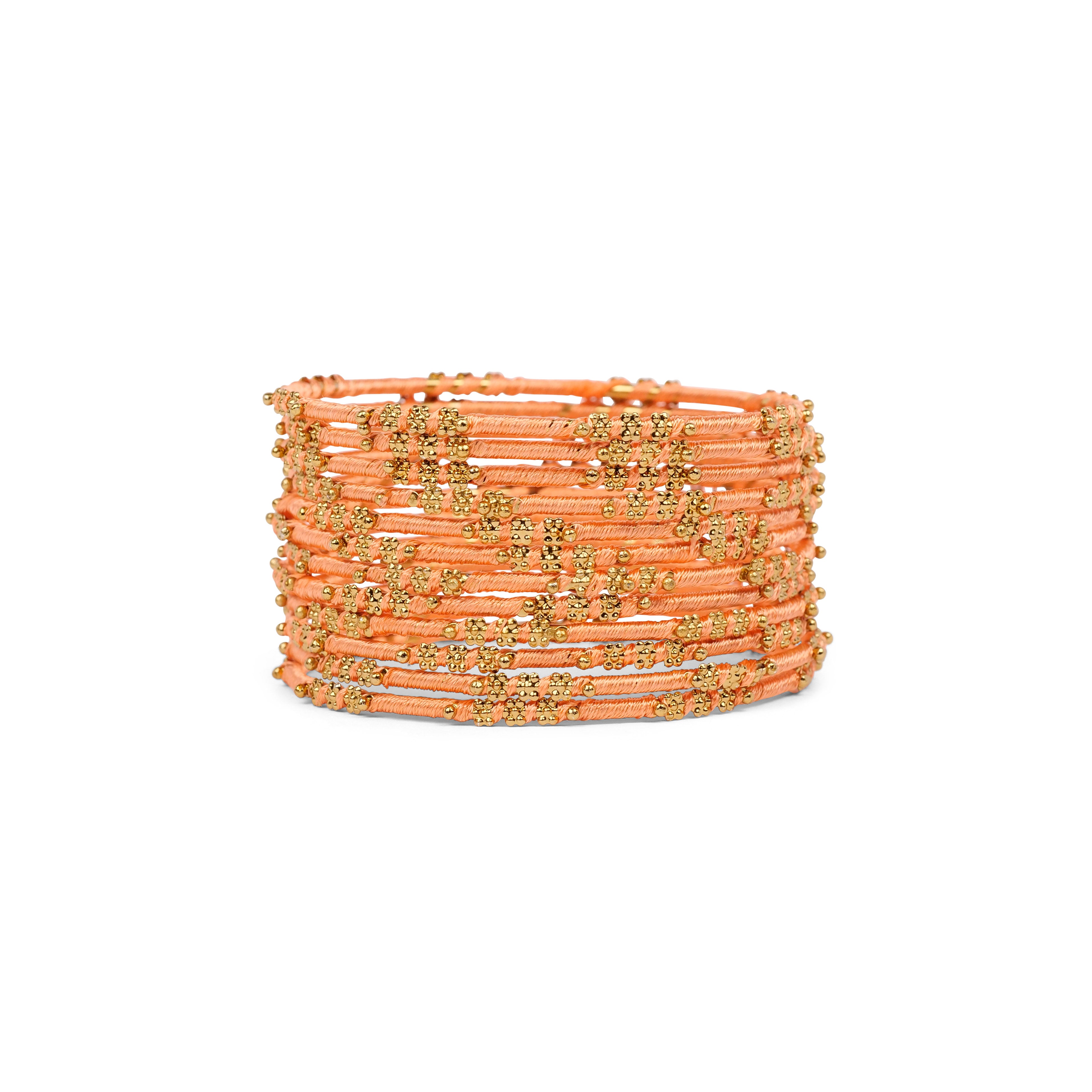 Peach Floral Thread Bangles