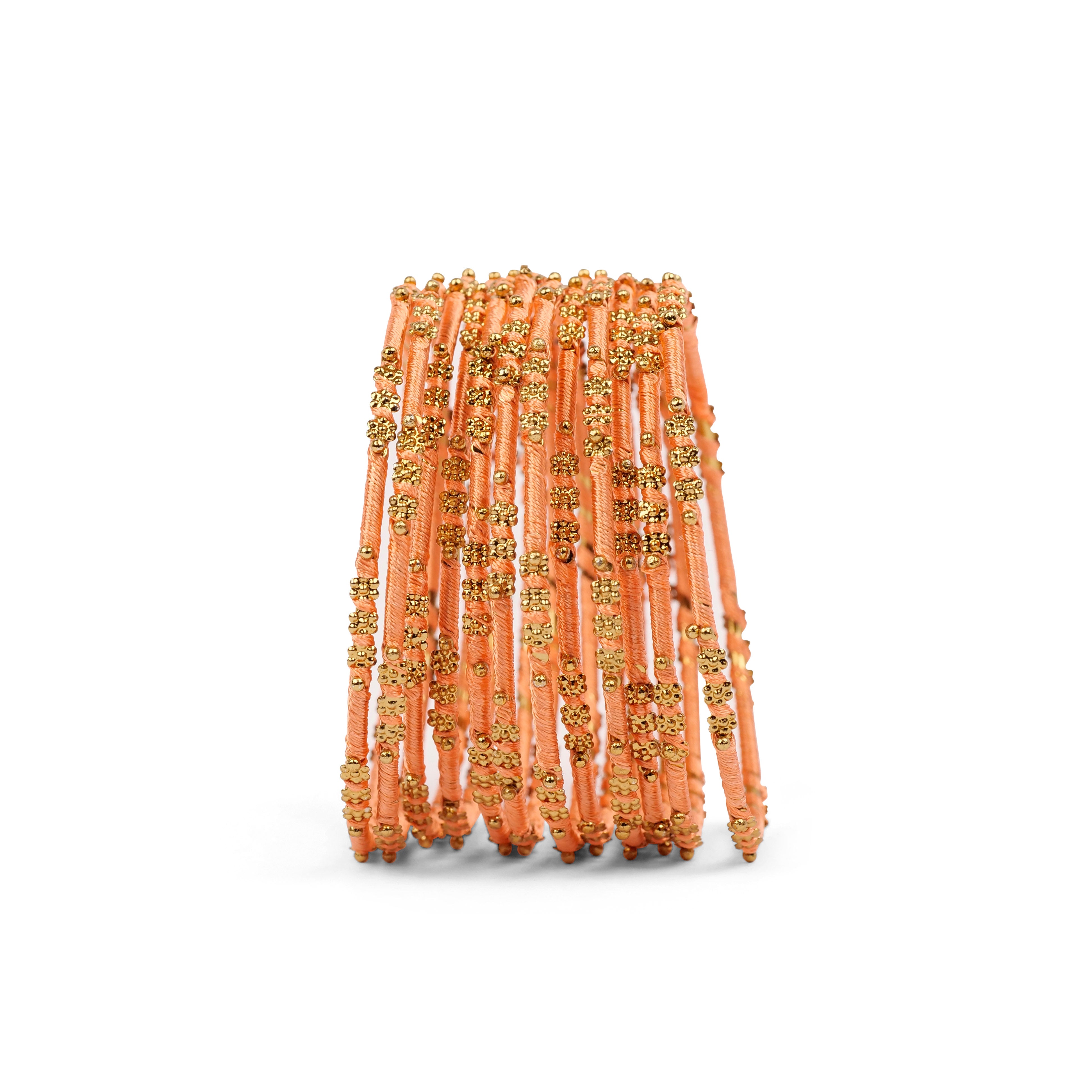 Peach Floral Thread Bangles
